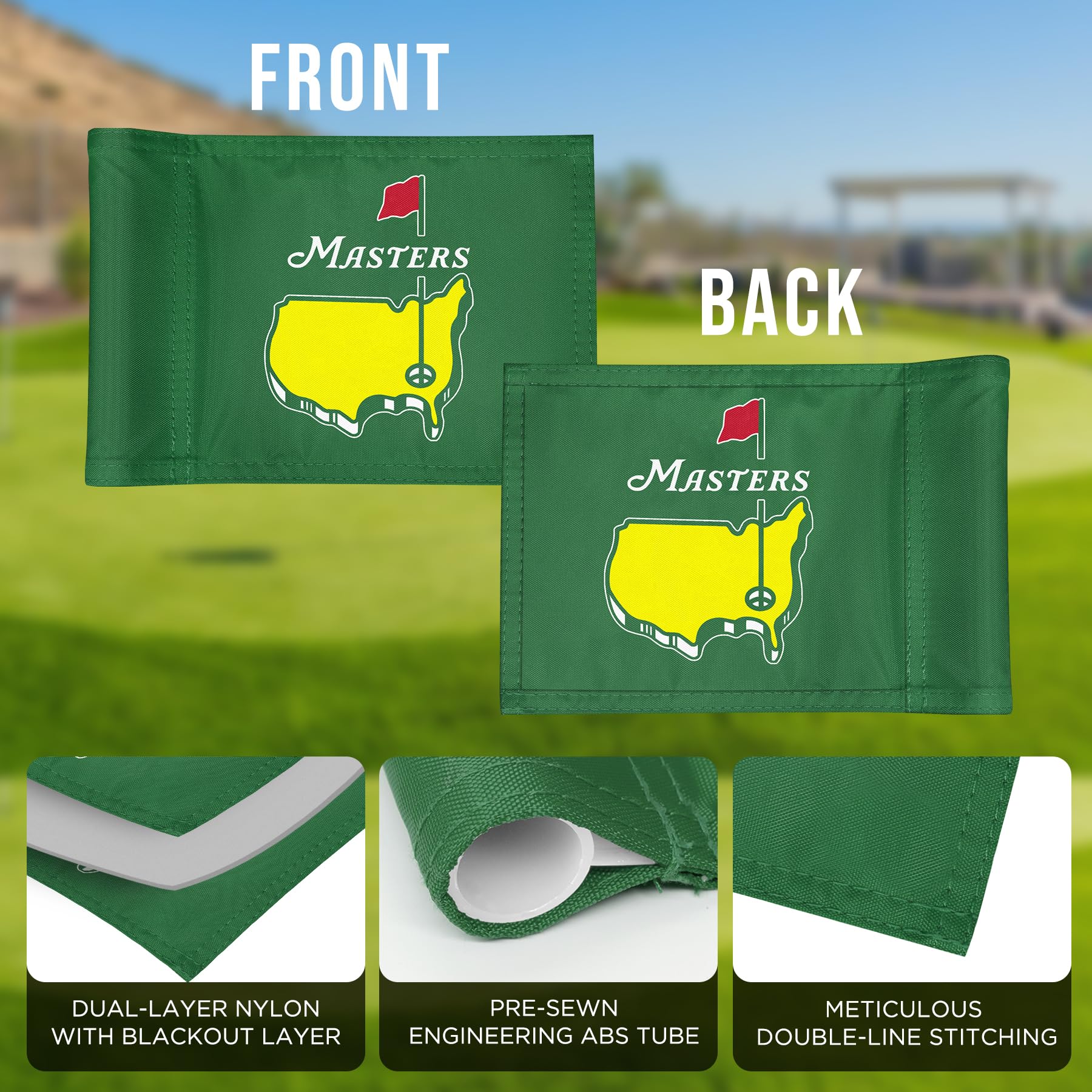 CoGolfing Major Golf Flag Mini, double-sided silk-screened, ideal for quick glance checks during drills.