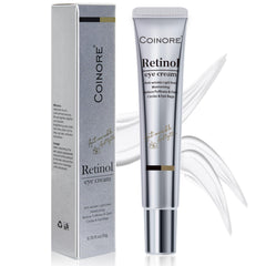 Coinore Retinol Under Eye Cream tube shown for easy use to brighten and refresh the eye area.