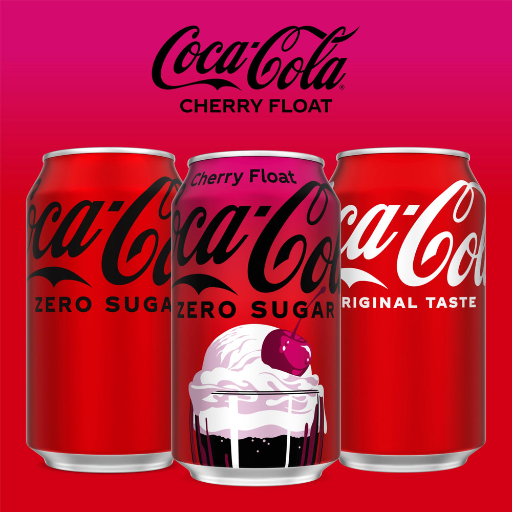 Coca-Cola Zero Sugar Cherry Float pack on shelf attracts attention.