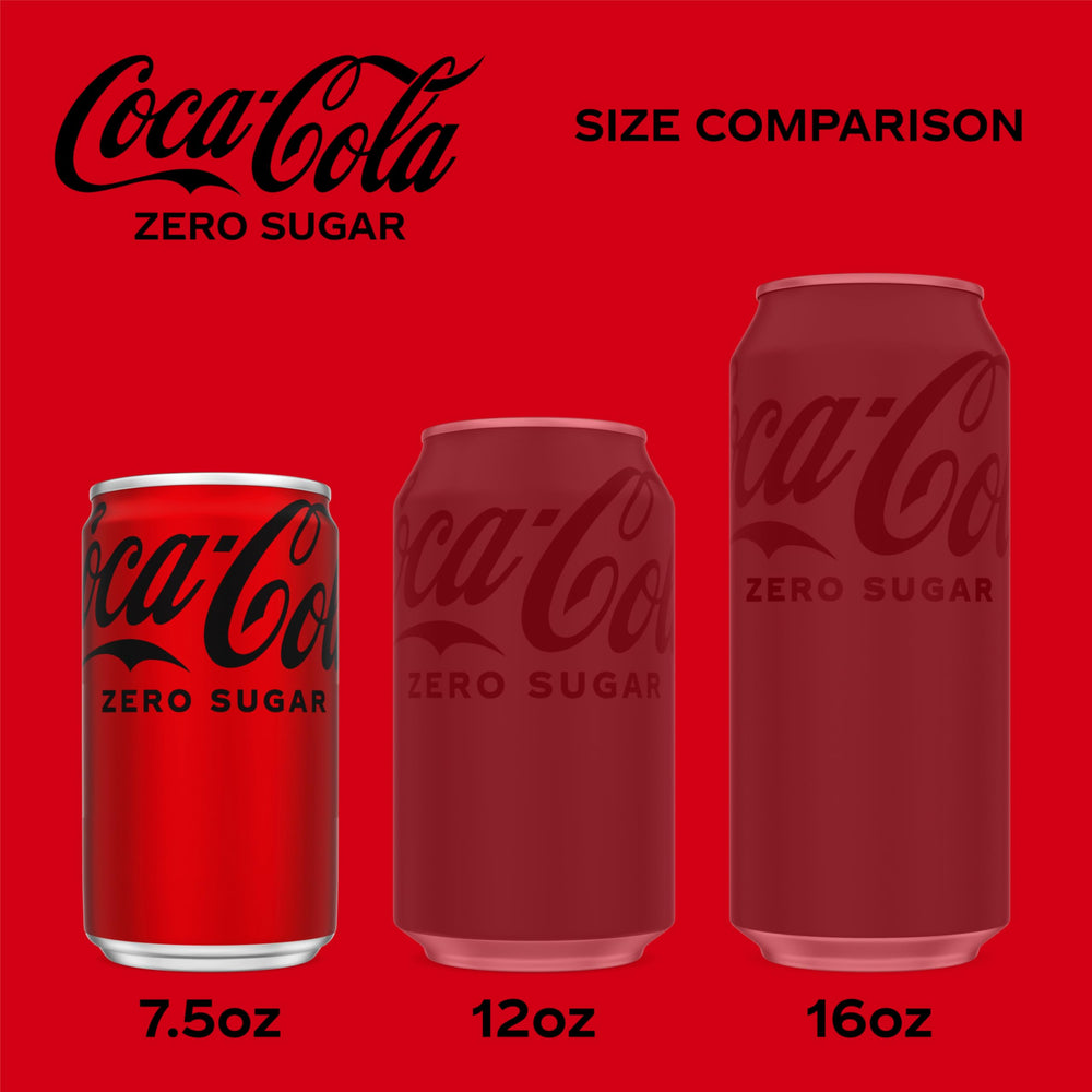 Coke Zero Sugar mini-can branding set beside meals.