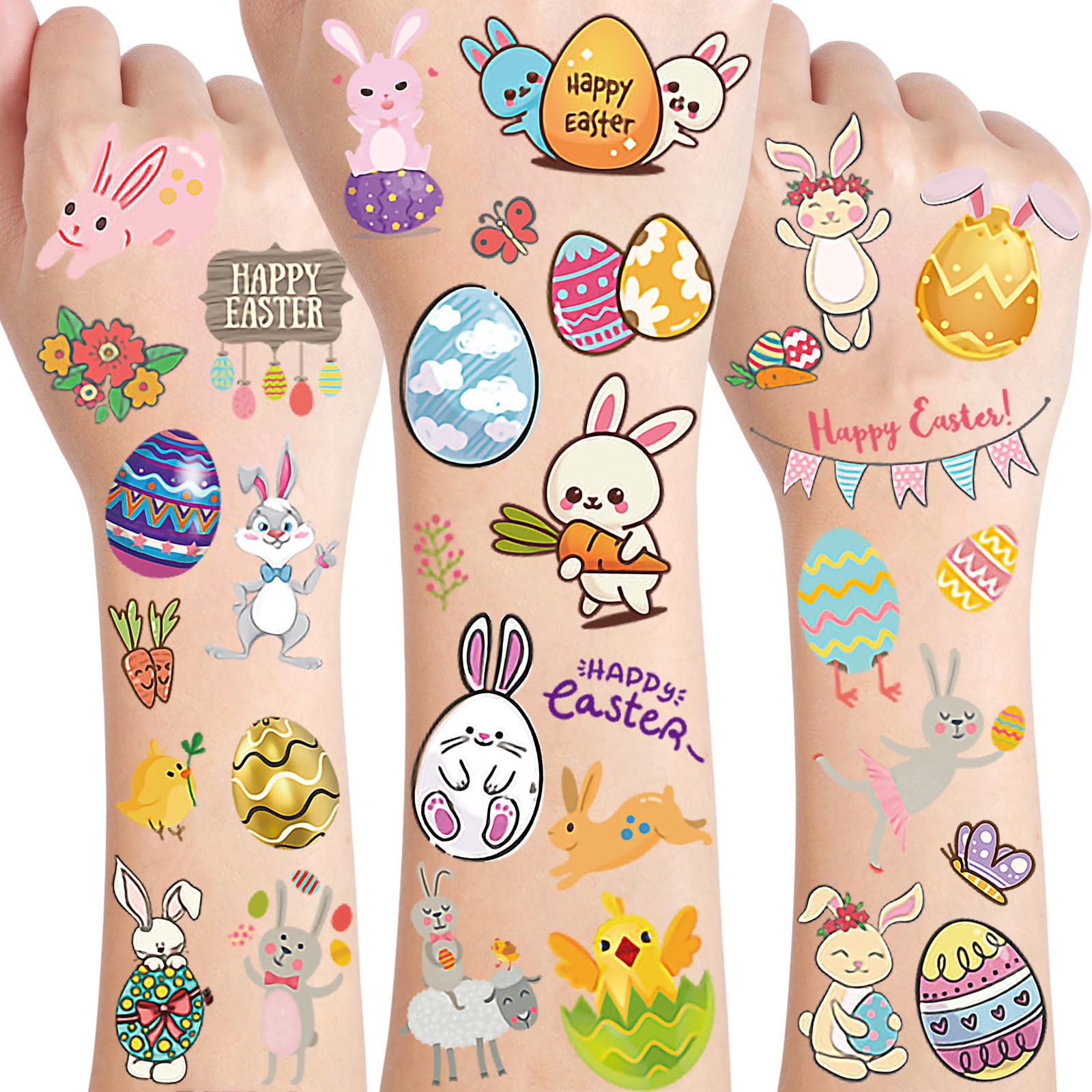 COKTAK Easter tattoos bunny eggs design for playful hand or face art.