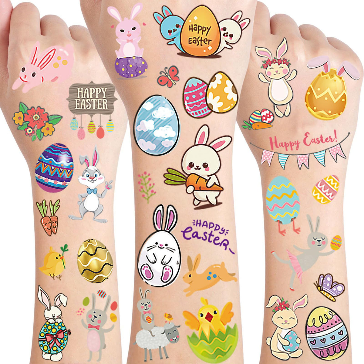 COKTAK Easter tattoos bunny eggs design for playful hand or face art.