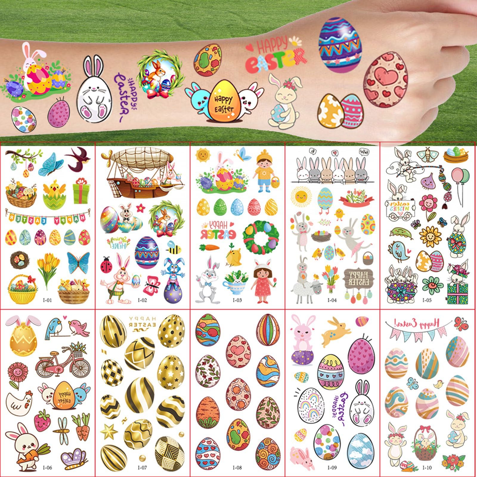 COKTAK Easter tattoos great for goodie bags and party decorations.
