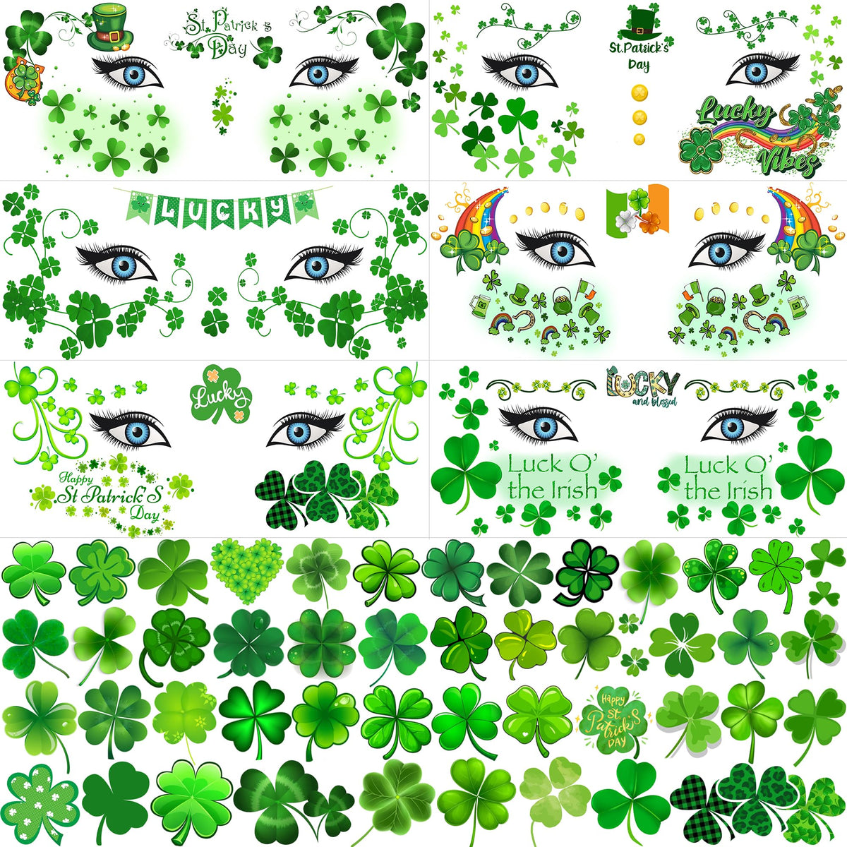 COKTAK green shamrock tattoos for Saint Patrick's Day party.