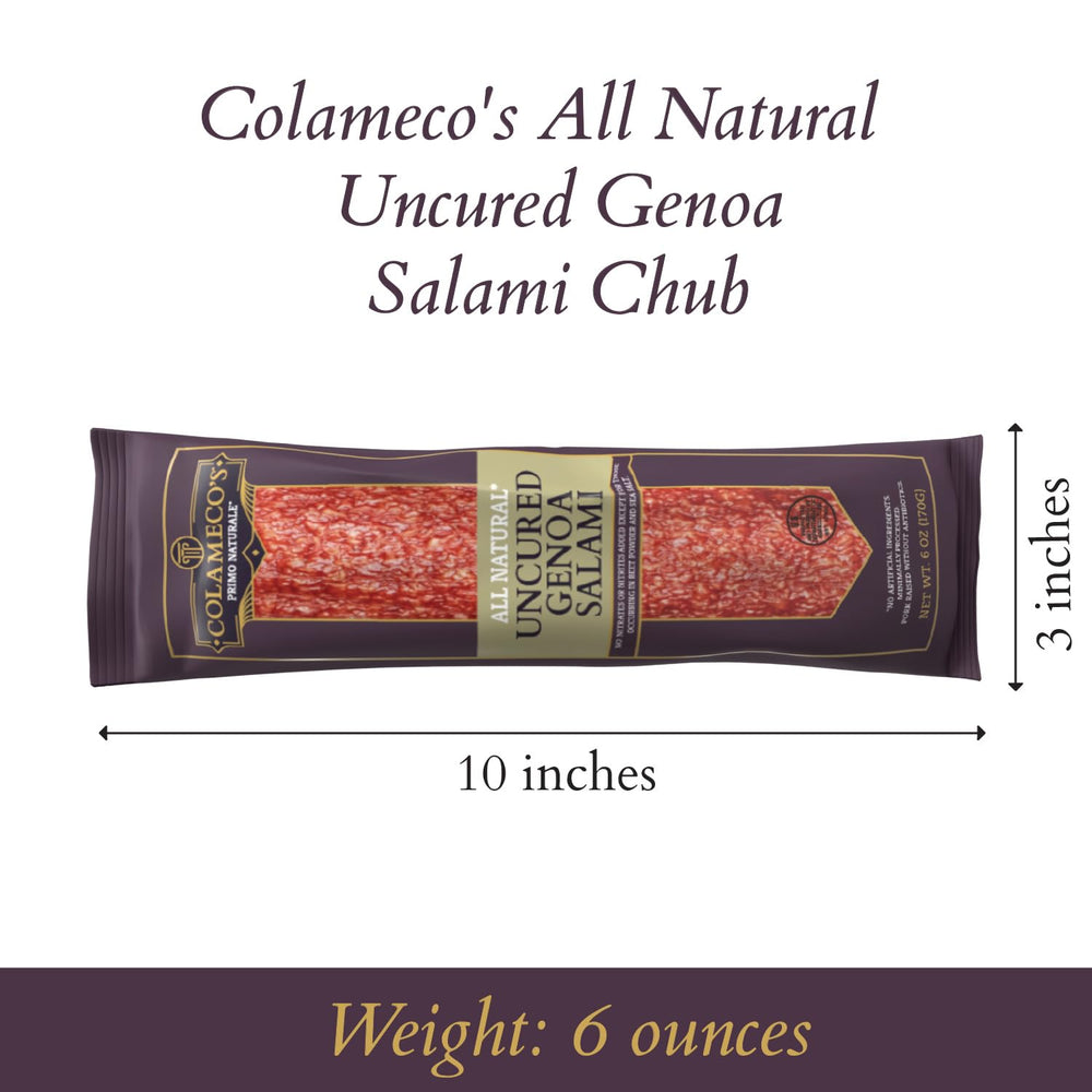 Colameco's Genoa salami gluten-free and dairy-free label visible