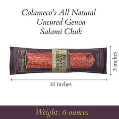 Colameco's Genoa salami gluten-free and dairy-free label visible