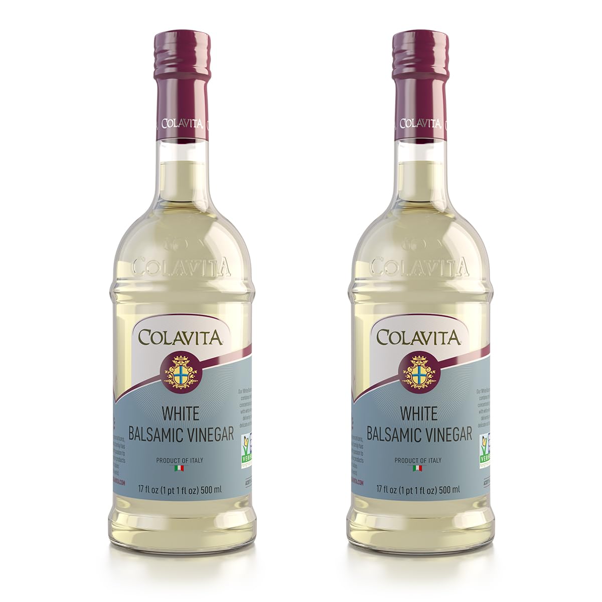 Colavita White Balsamic Vinegar two-bottle pack for versatile dressings and glazes.