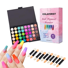 COLAYERIST 40-color nail pigment powder creates bright gradients with smooth transitions.