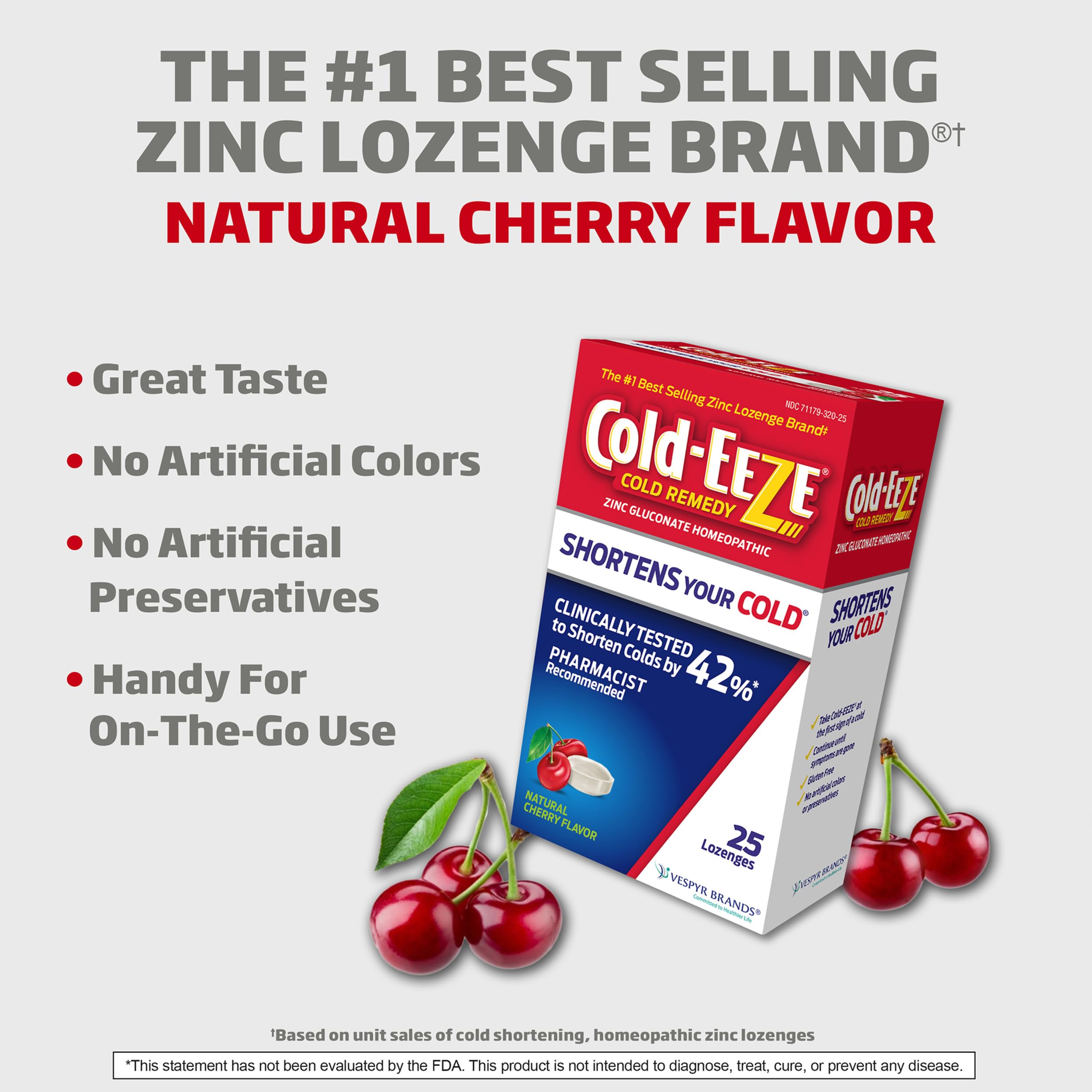 Cold-Eeze 25-count lozenges box shown for travel and daily use.