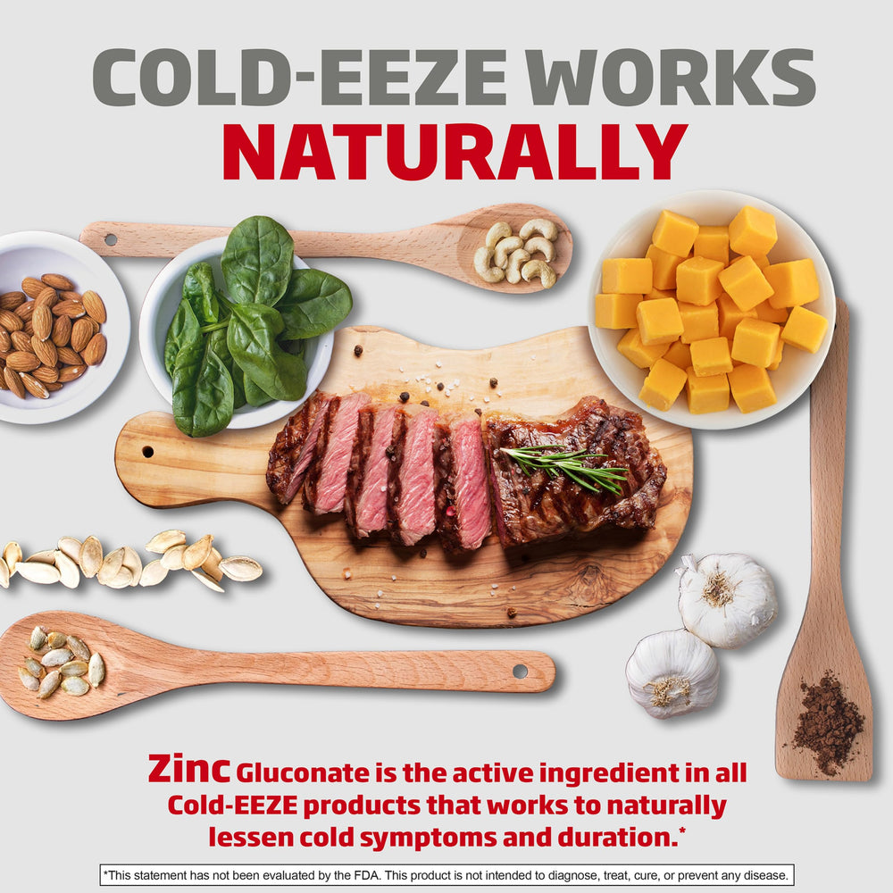 Cold-Eeze zinc lozenges taste sample illustrating potential relief.