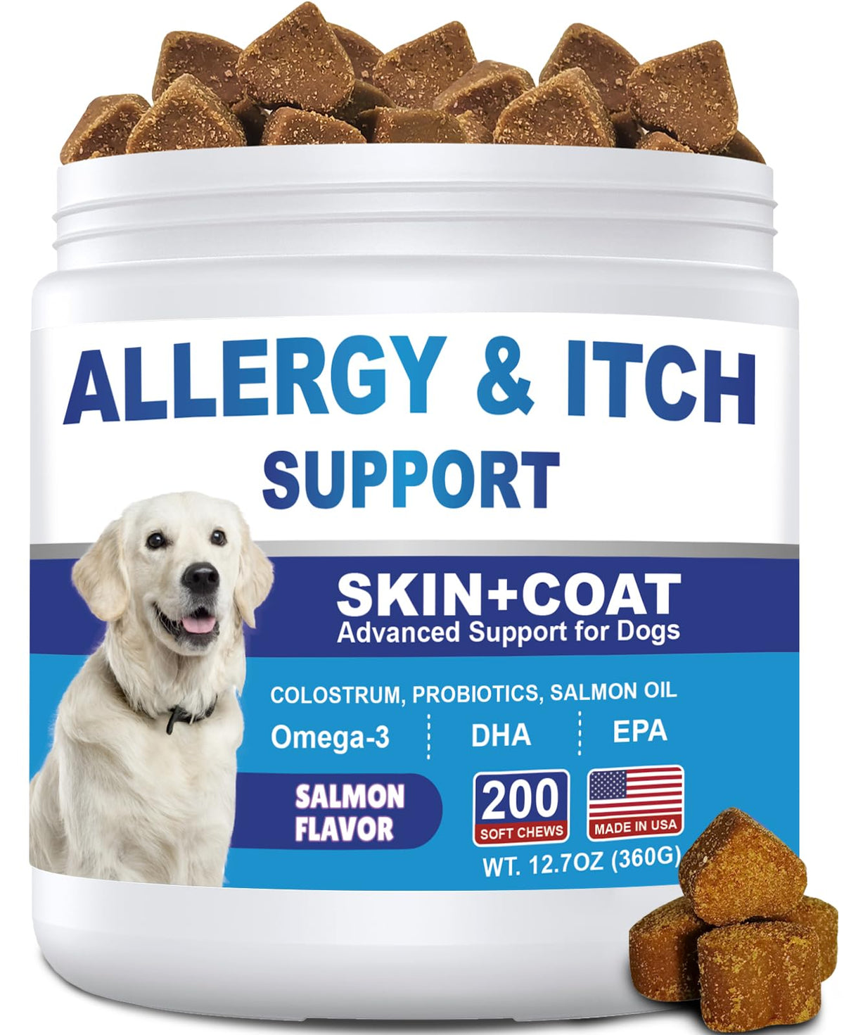 Coleaze Dog Allergy Chews bottle for easy, ongoing itch relief.