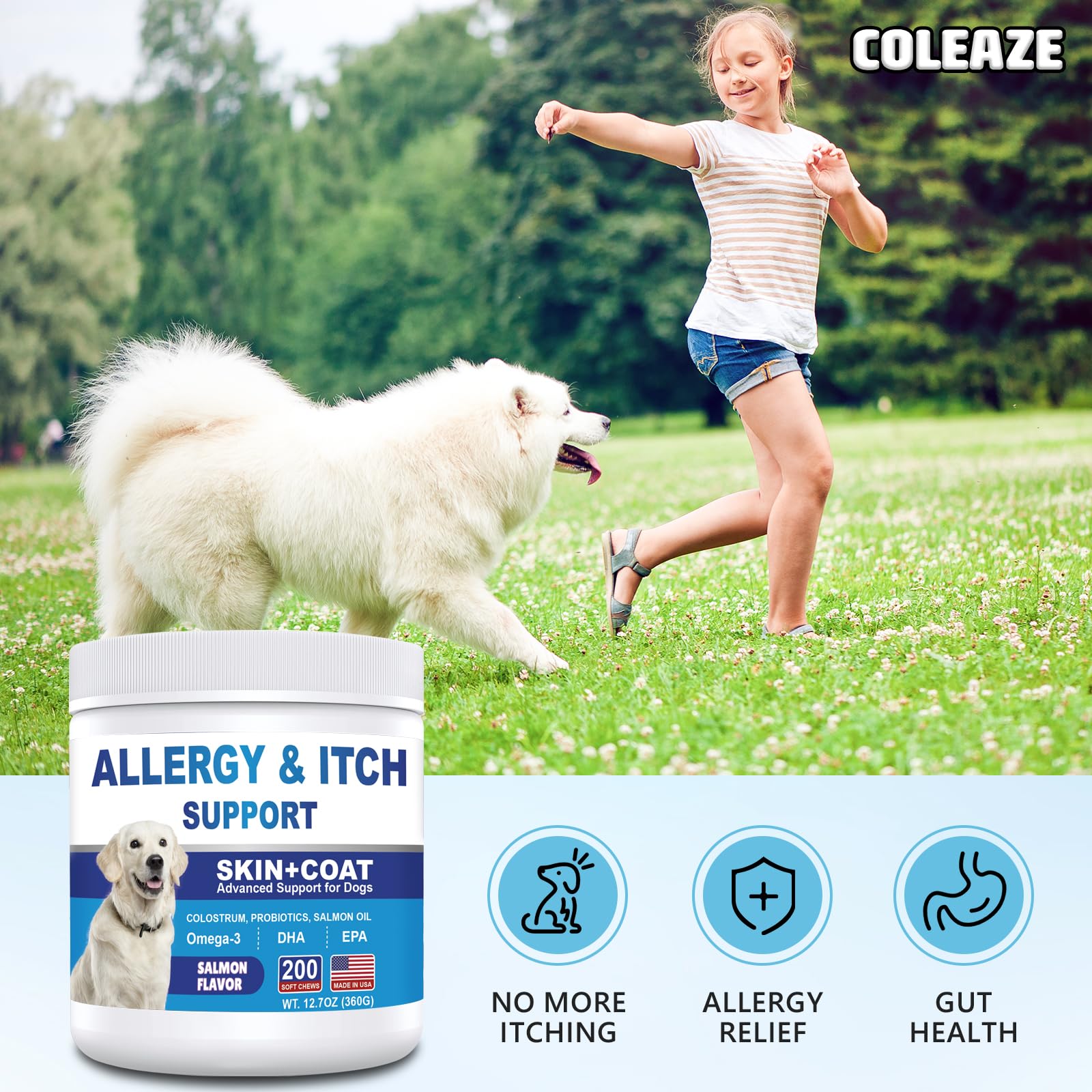 Coleaze Dog Allergy Chews suitable for puppies and seniors.