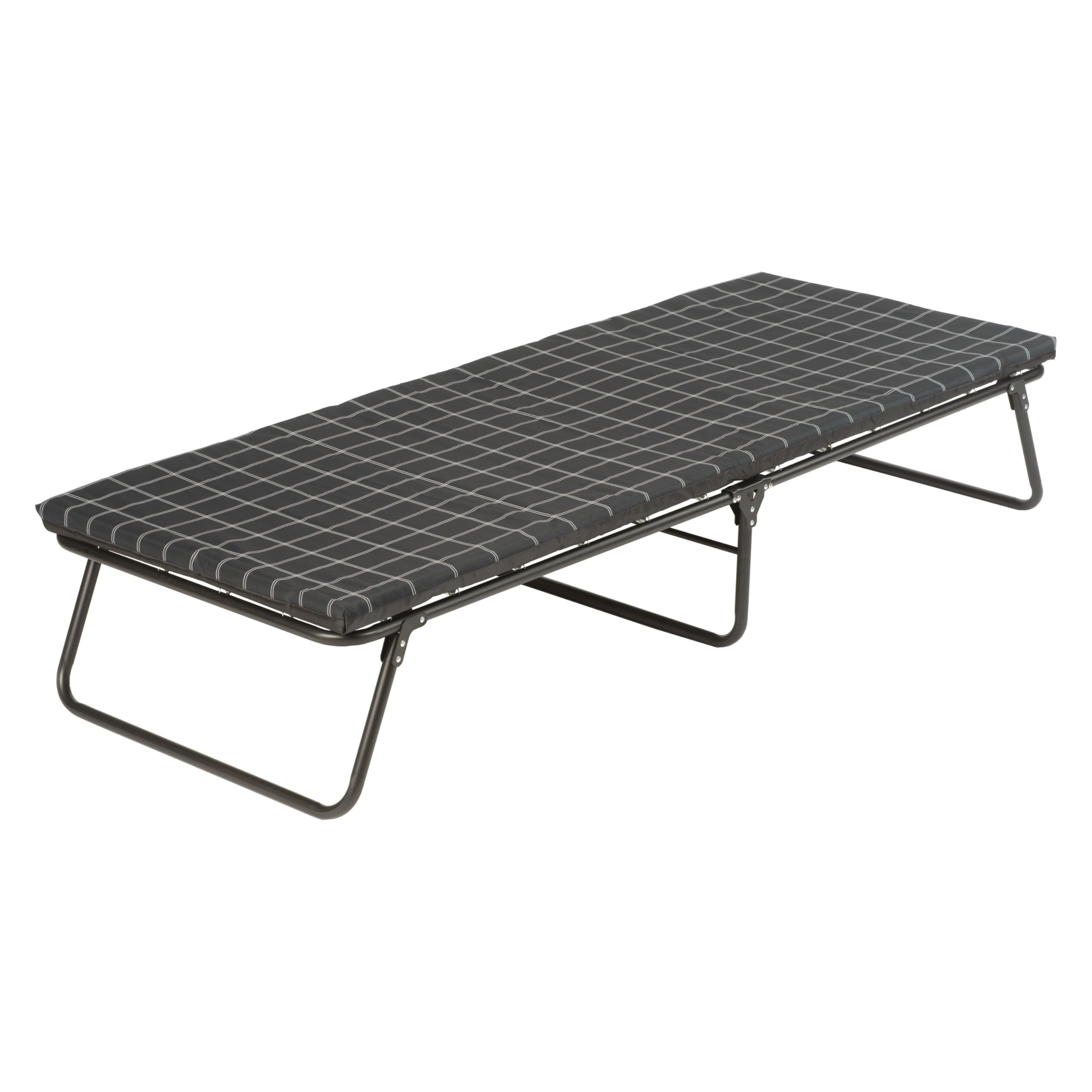Coleman ComfortSmart cot with mattress pad offers elevated camping comfort.