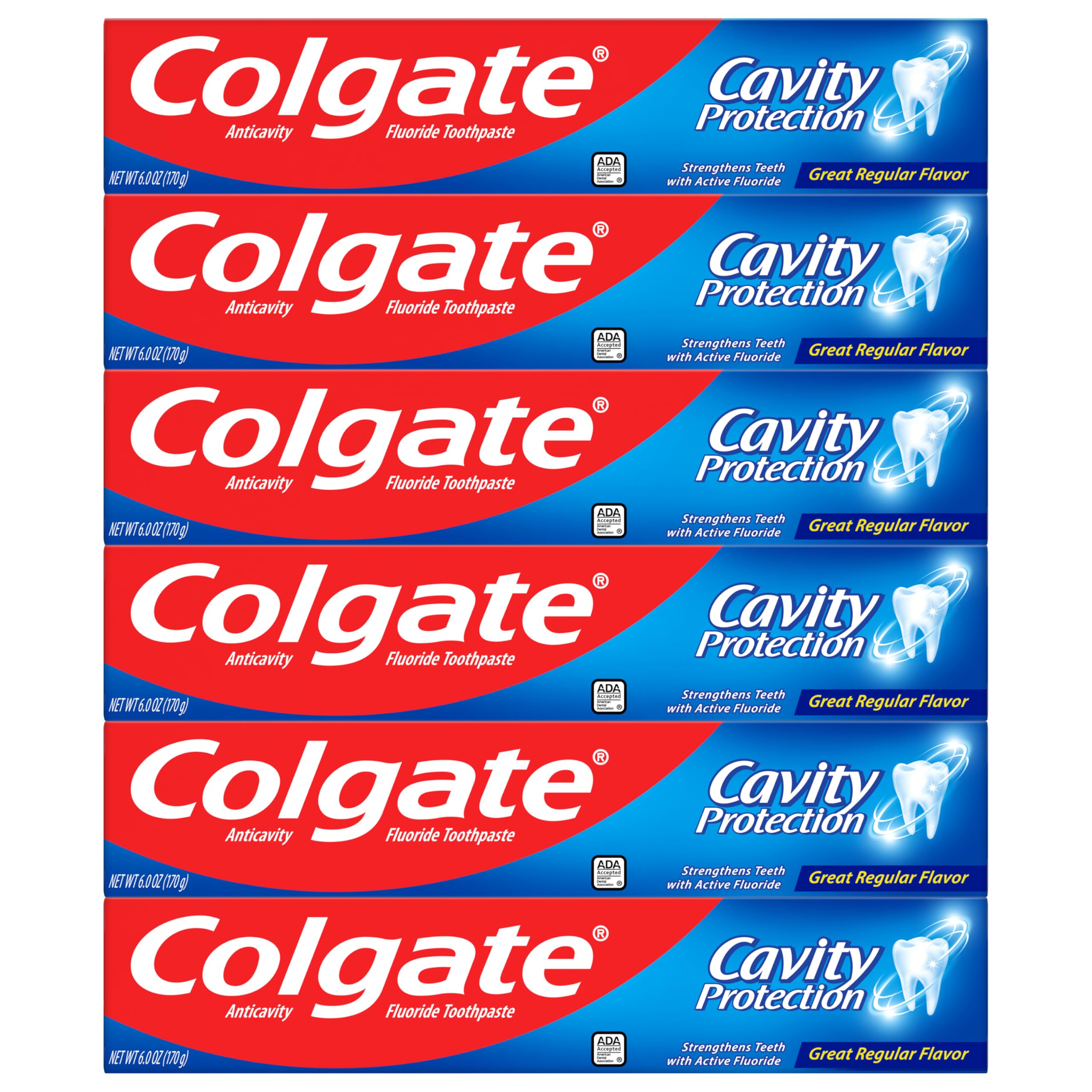 Colgate Cavity Protection toothpaste ingredients close-up highlighting fluoride