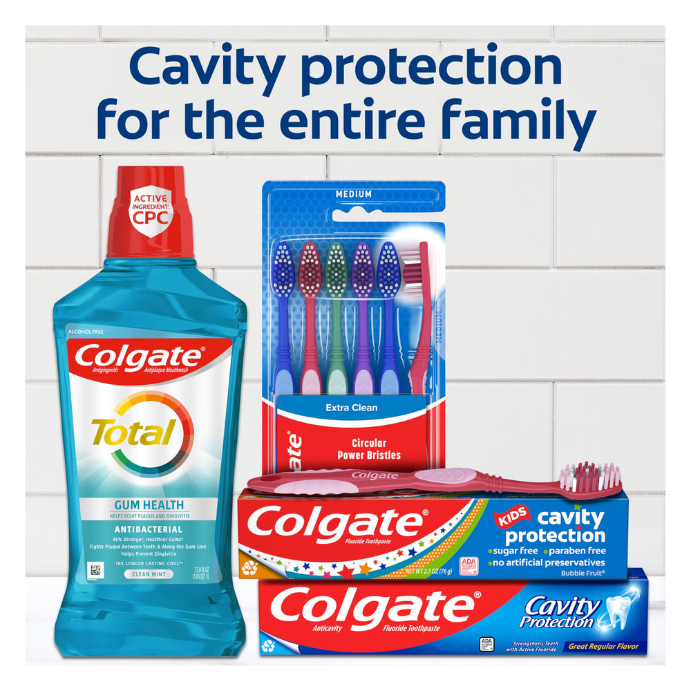 Colgate Cavity Protection toothpaste packaging back view with usage info