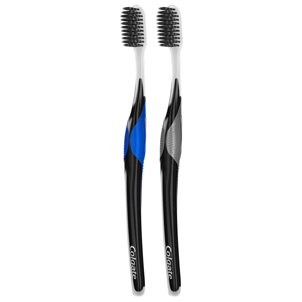 Colgate Gum Health Charcoal toothbrush bristle head close-up