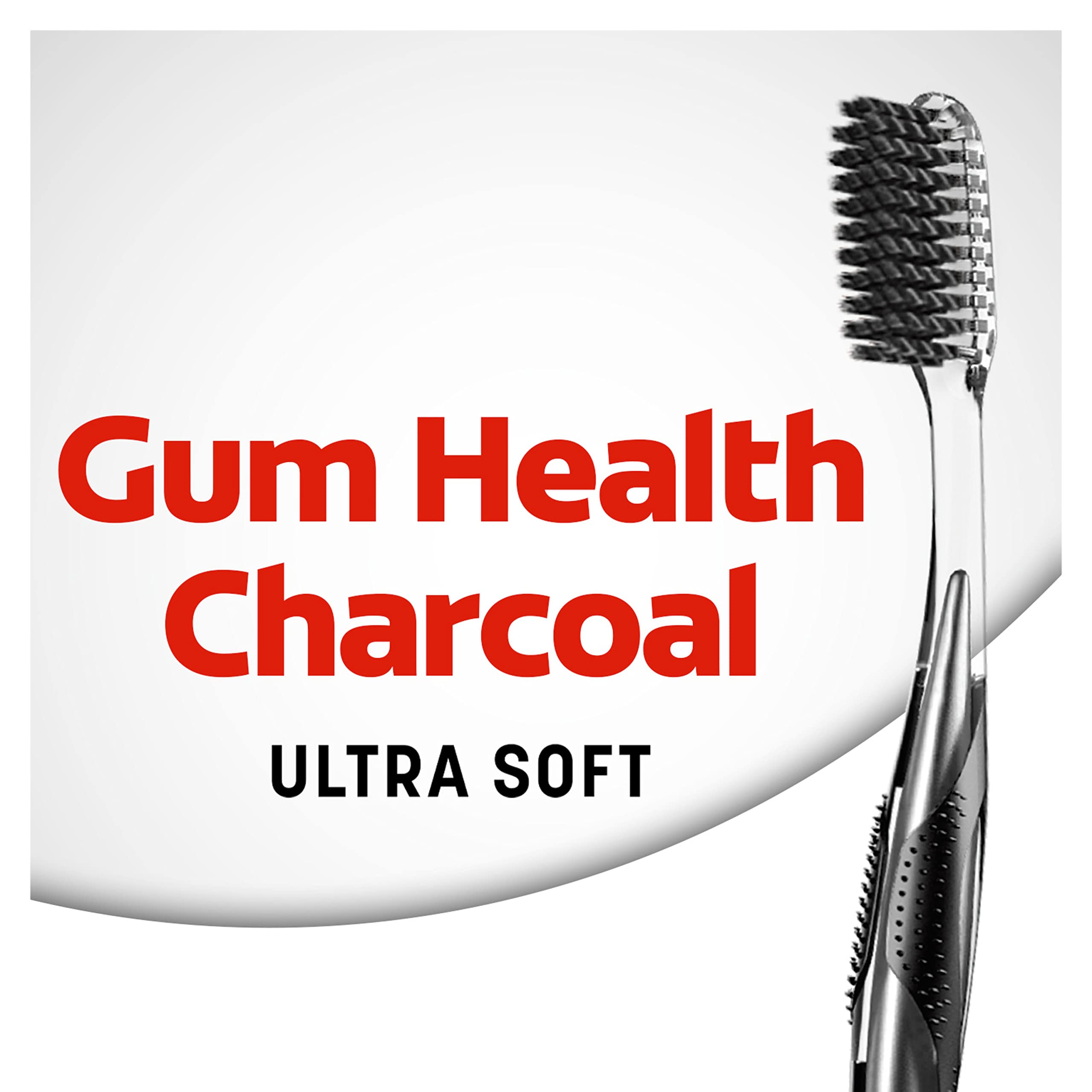 Colgate Gum Health Charcoal toothbrush ultra-soft bristles close-up