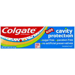 Eight-pack travel-size Colgate Kids toothpaste for convenient brushing on the go.