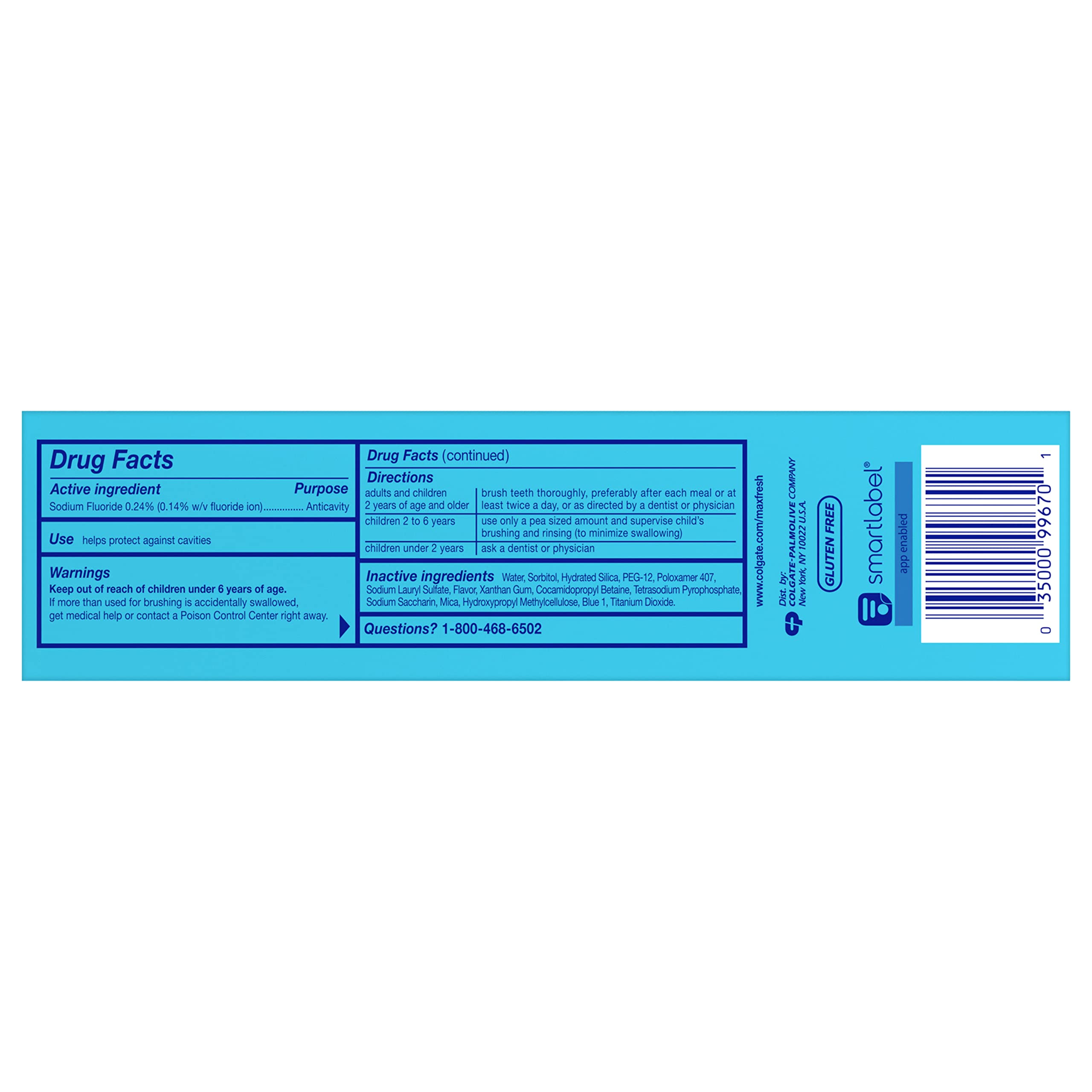 Colgate Max Clean Foaming Toothpaste 4-pack display for long-lasting fresh breath.