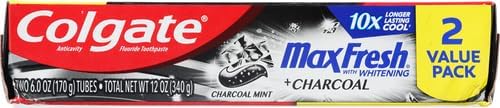 Colgate Max Fresh toothpaste tube front banner signaling premium freshness
