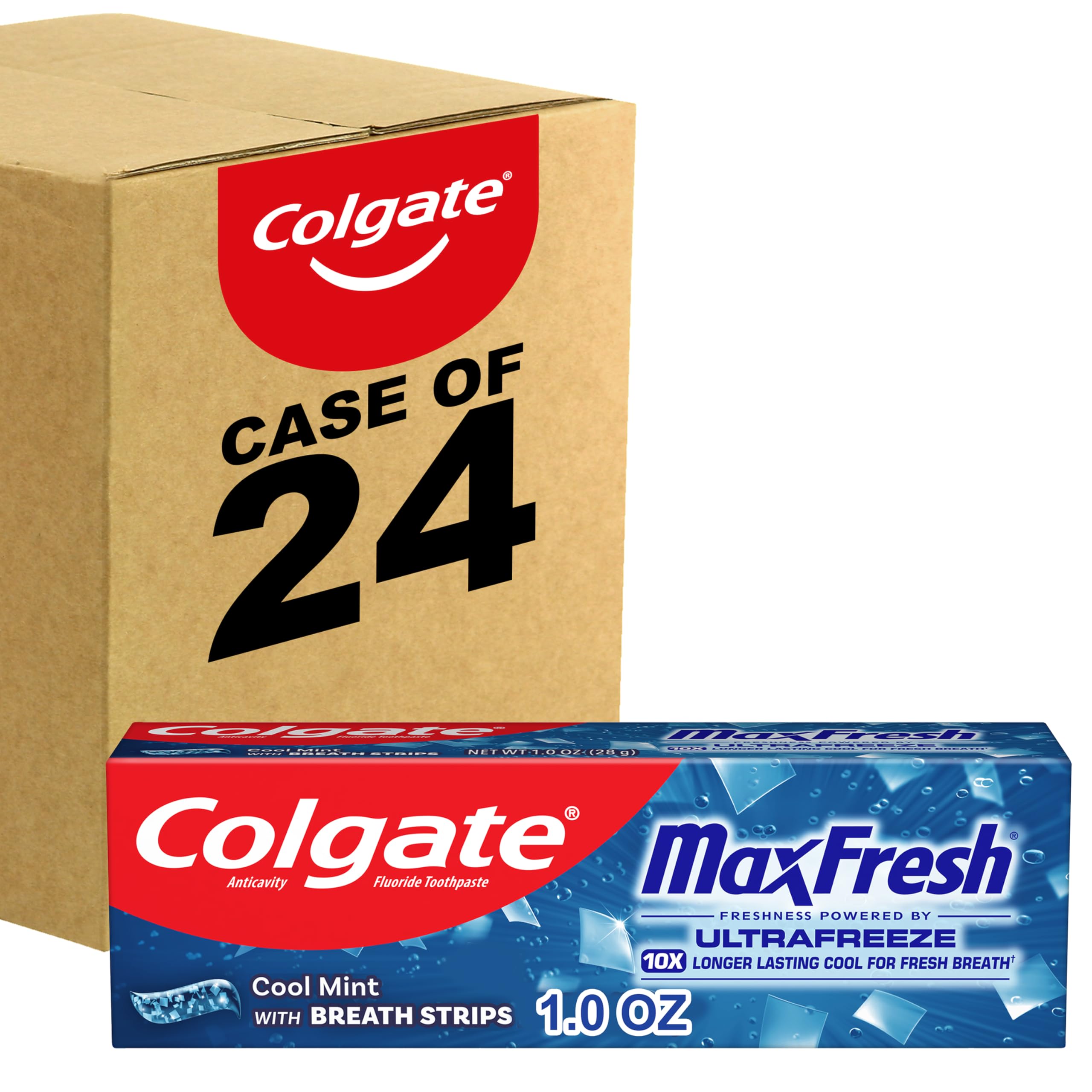Colgate MaxFresh Cool Mint toothpaste tube for convenient on-the-go freshness.