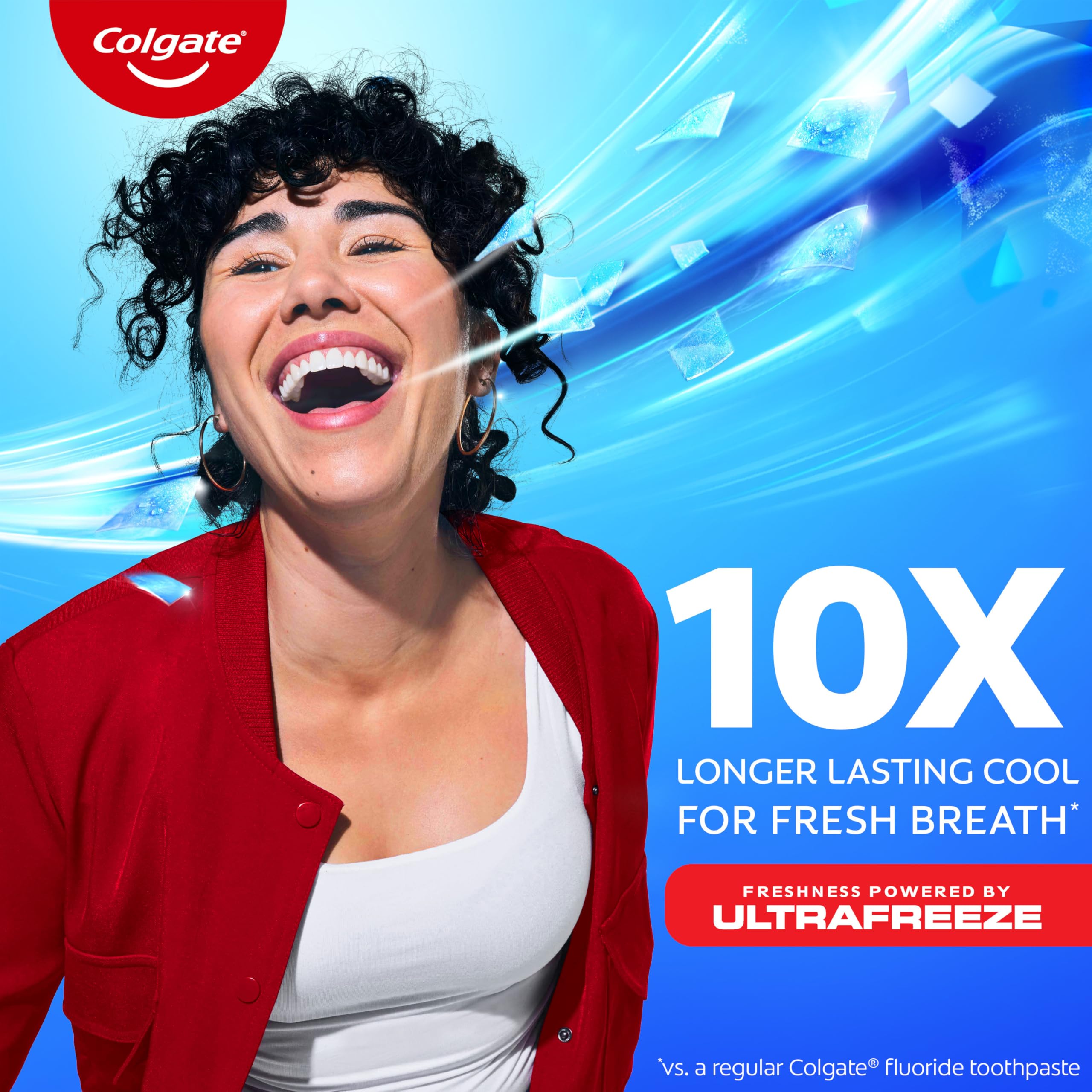 Colgate MaxFresh fluoride formula supports cavity protection with minty flavor.