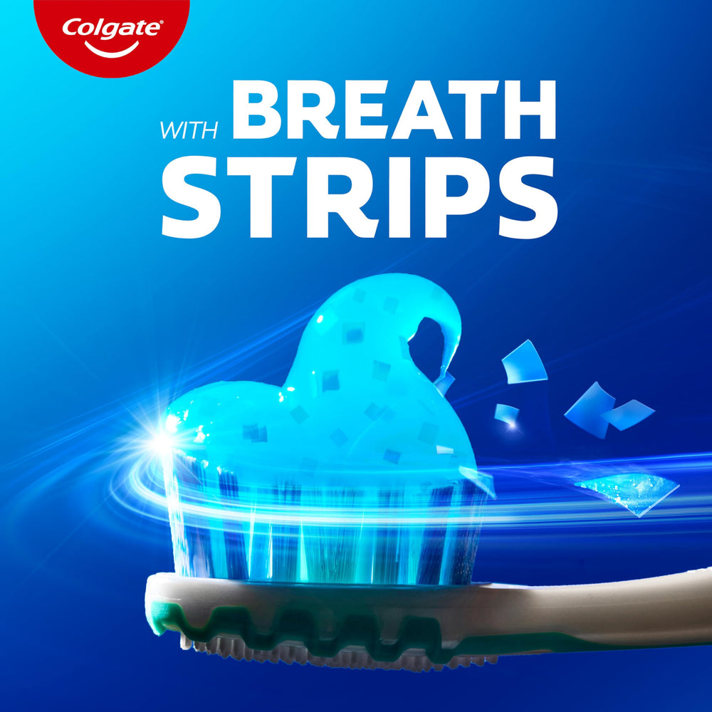 Hundreds of mini breath strips inside Colgate MaxFresh toothpaste tube.