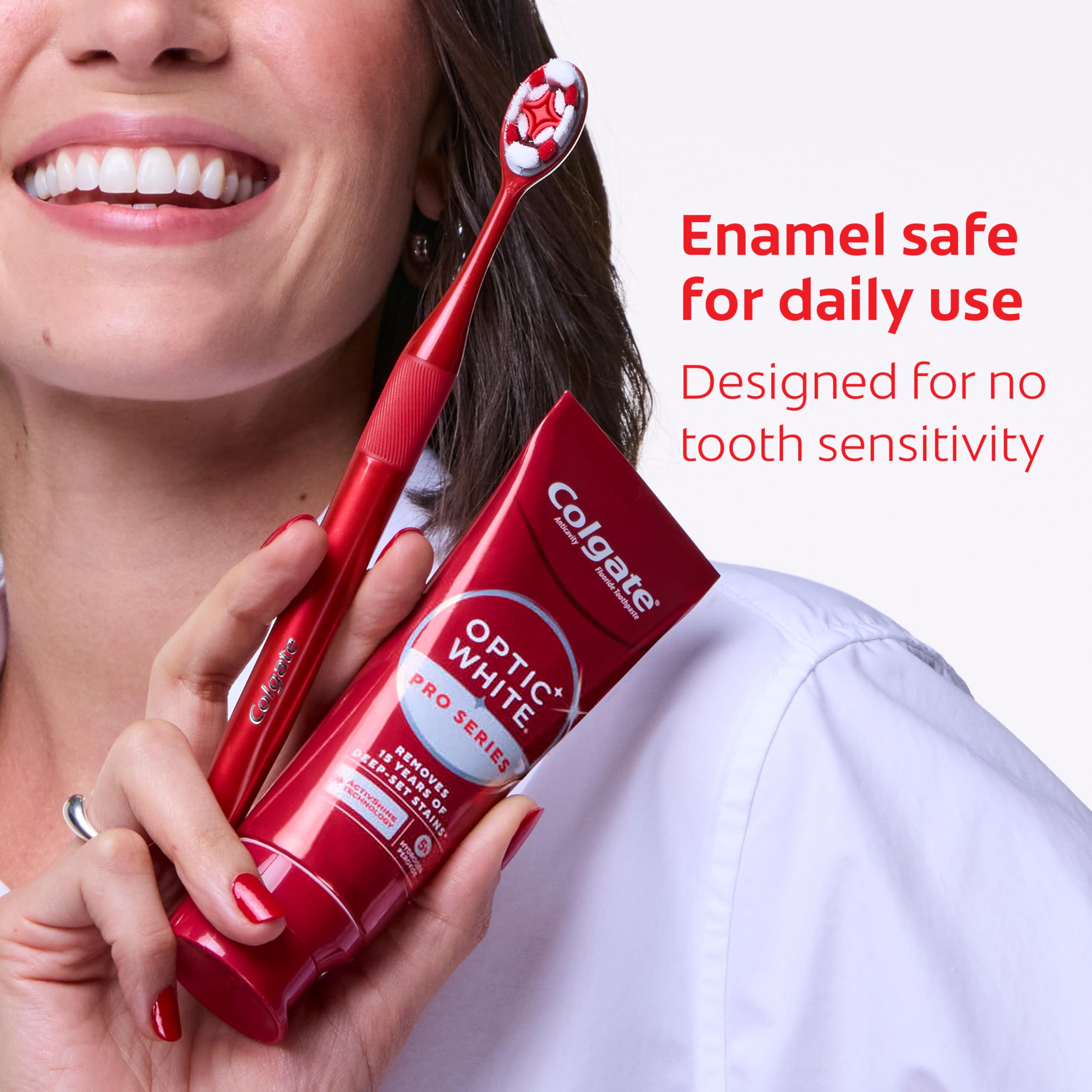 Colgate Optic White Pro Series enamel gloss closeup
