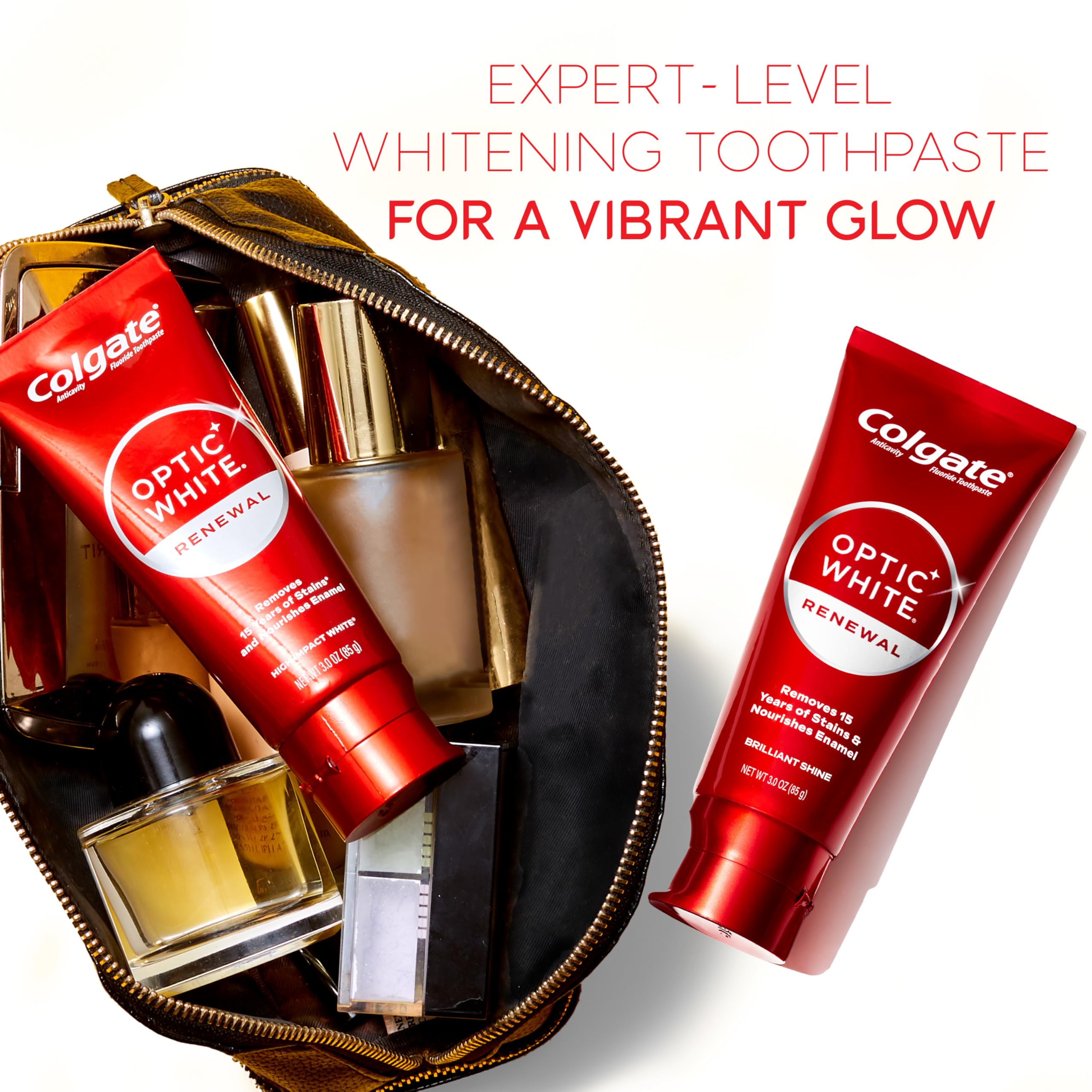 Colgate Optic White Renewal mint tube for daily enamel-safe use