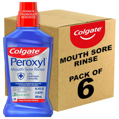 Colgate Peroxyl bottle with oxygenating action supports cleansing minor oral irritations.