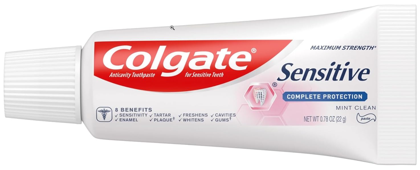 Colgate Sensitive Complete Protection mint-clean flavor boosts midday refreshment.