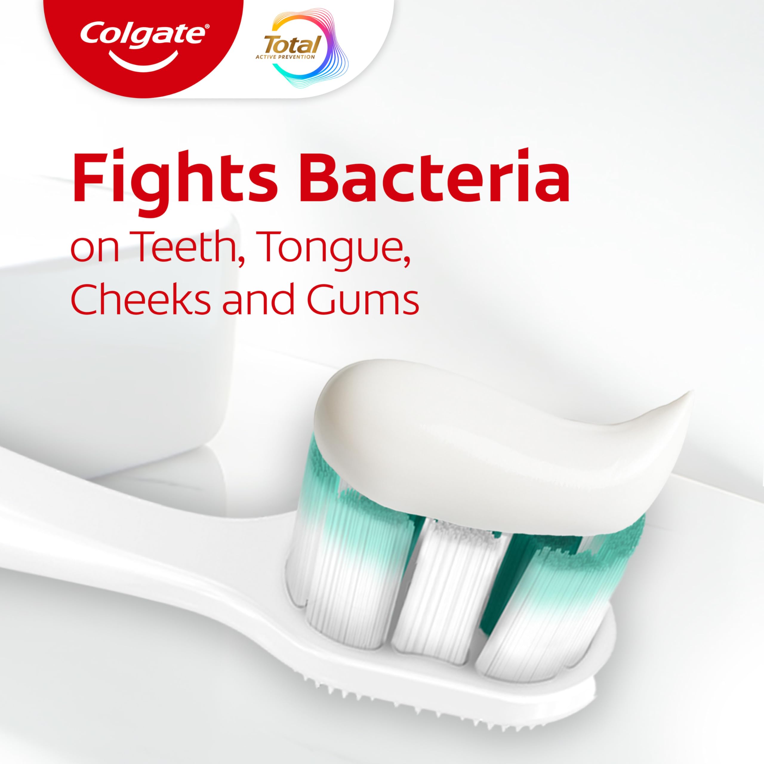 Colgate Total Active Prevention Clean Mint close-up of toothpaste foam texture.