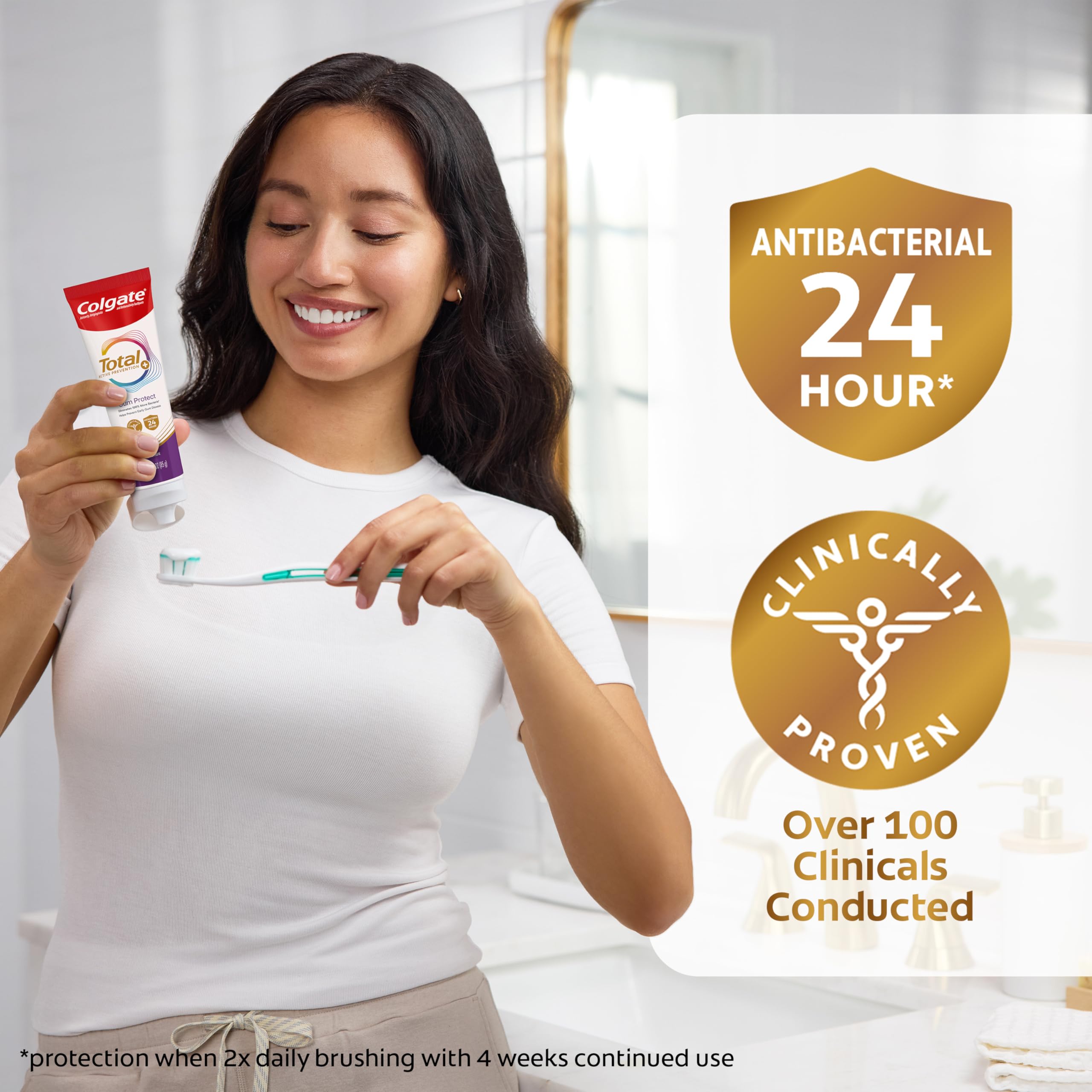 Fresh breath after brushing with Colgate Total toothpaste