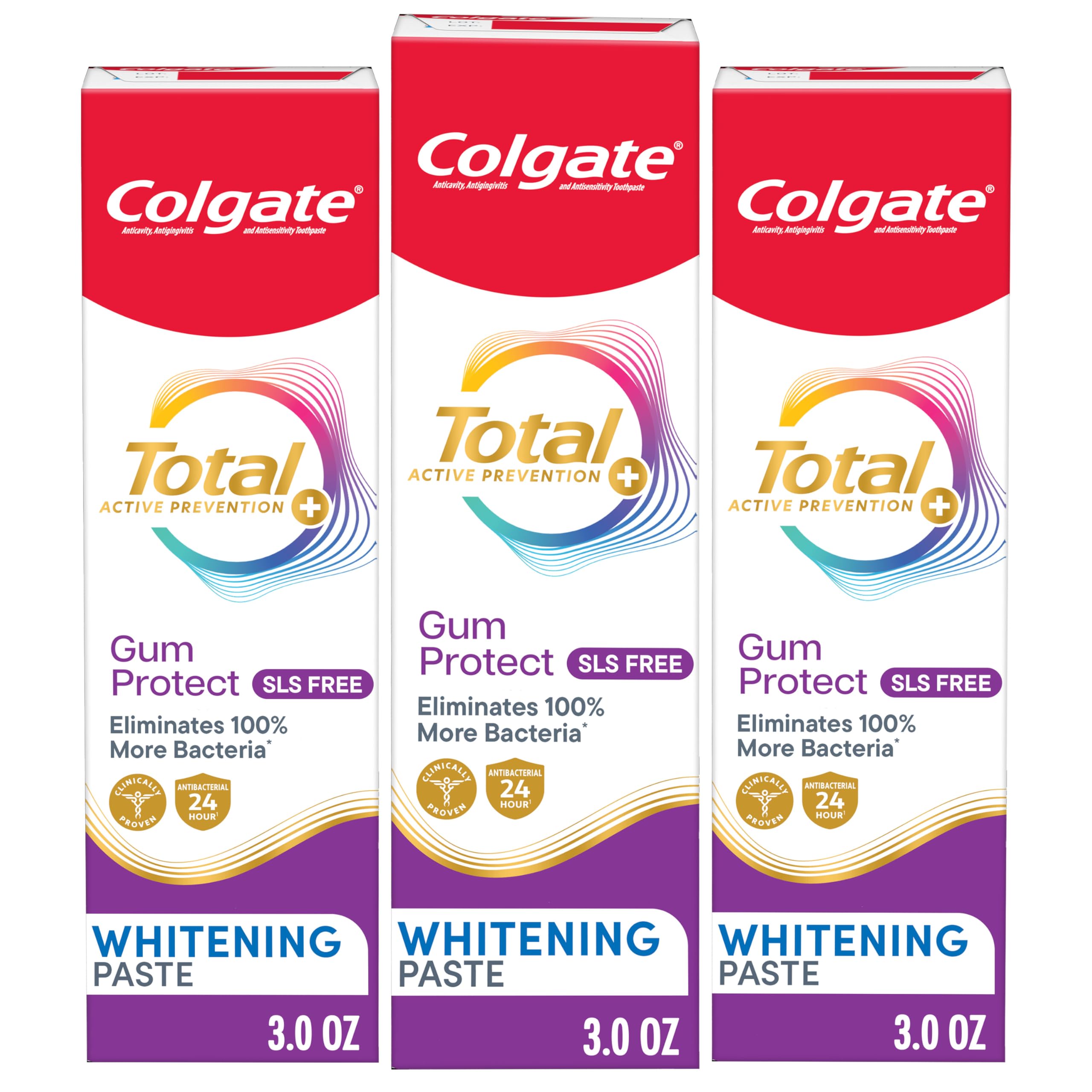 Colgate Total Active Prevention Gum Protect toothpaste 3-pack tubes for gum care