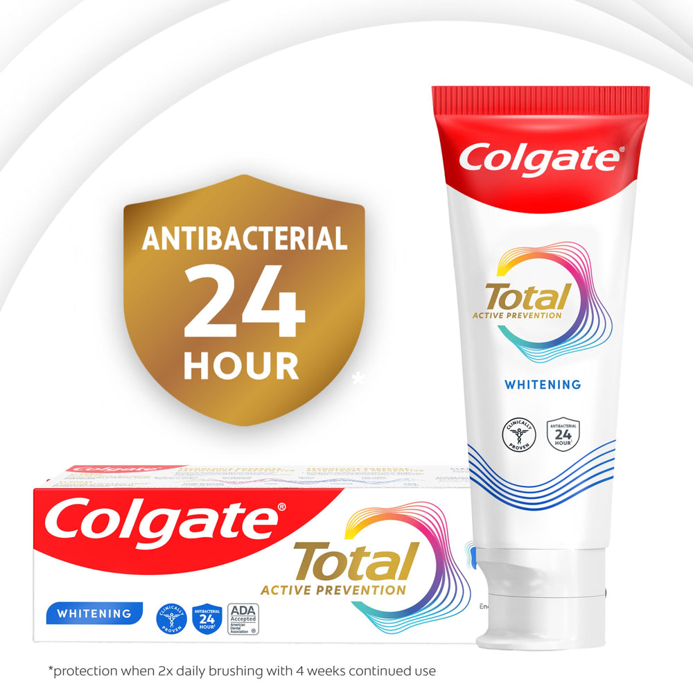 Colgate Total paste close-up texture showing smooth mint paste for fresh breath.