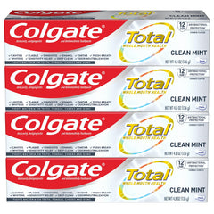 Colgate Total four-pack front view for family brushing routines