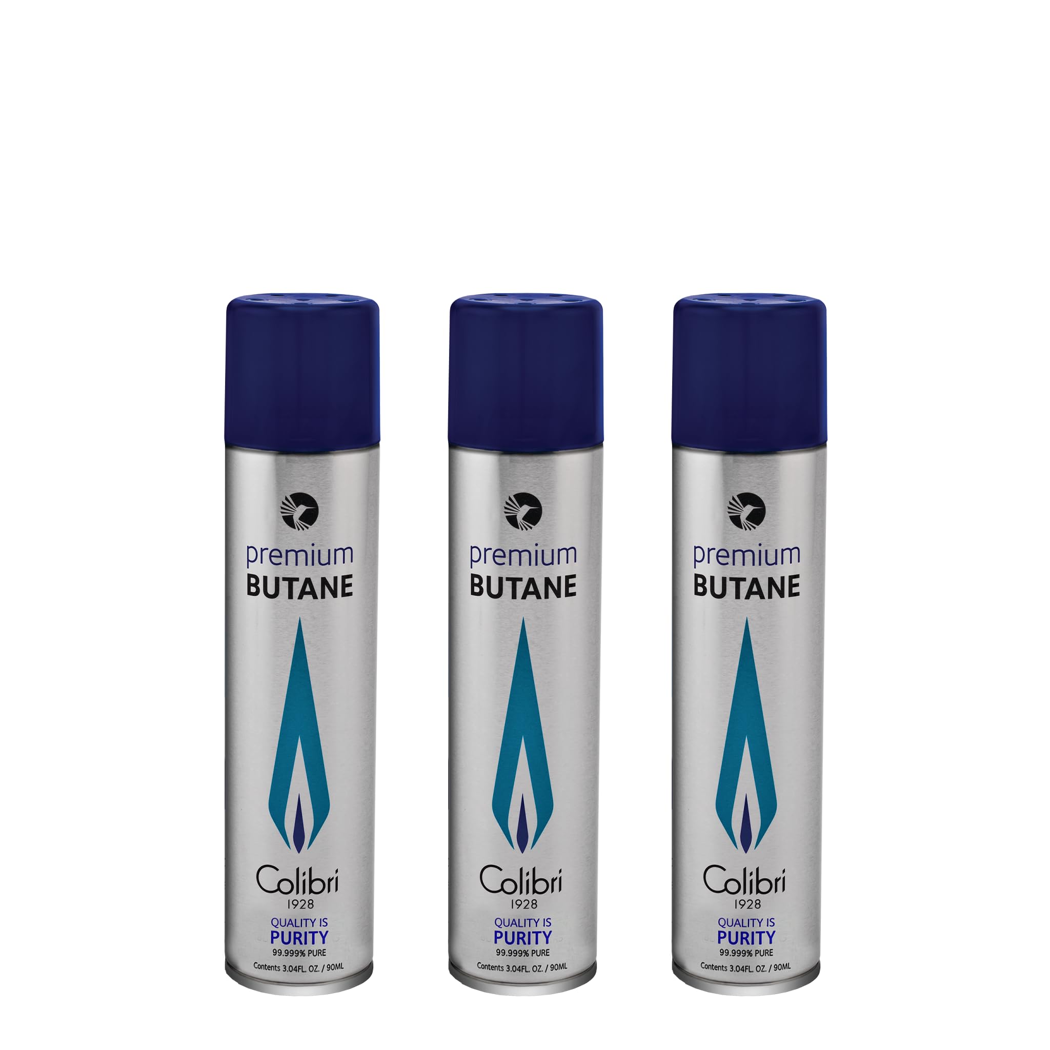 Colibri 90ml butane pack front view with clean, consistent flame potential.