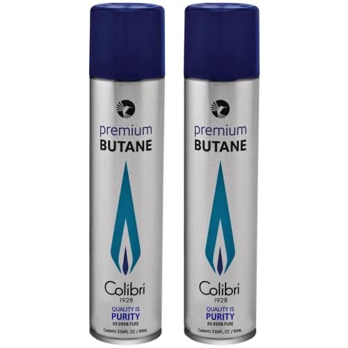 Colibri premium butane fuel 90ml canister, front view, for clean ignition.