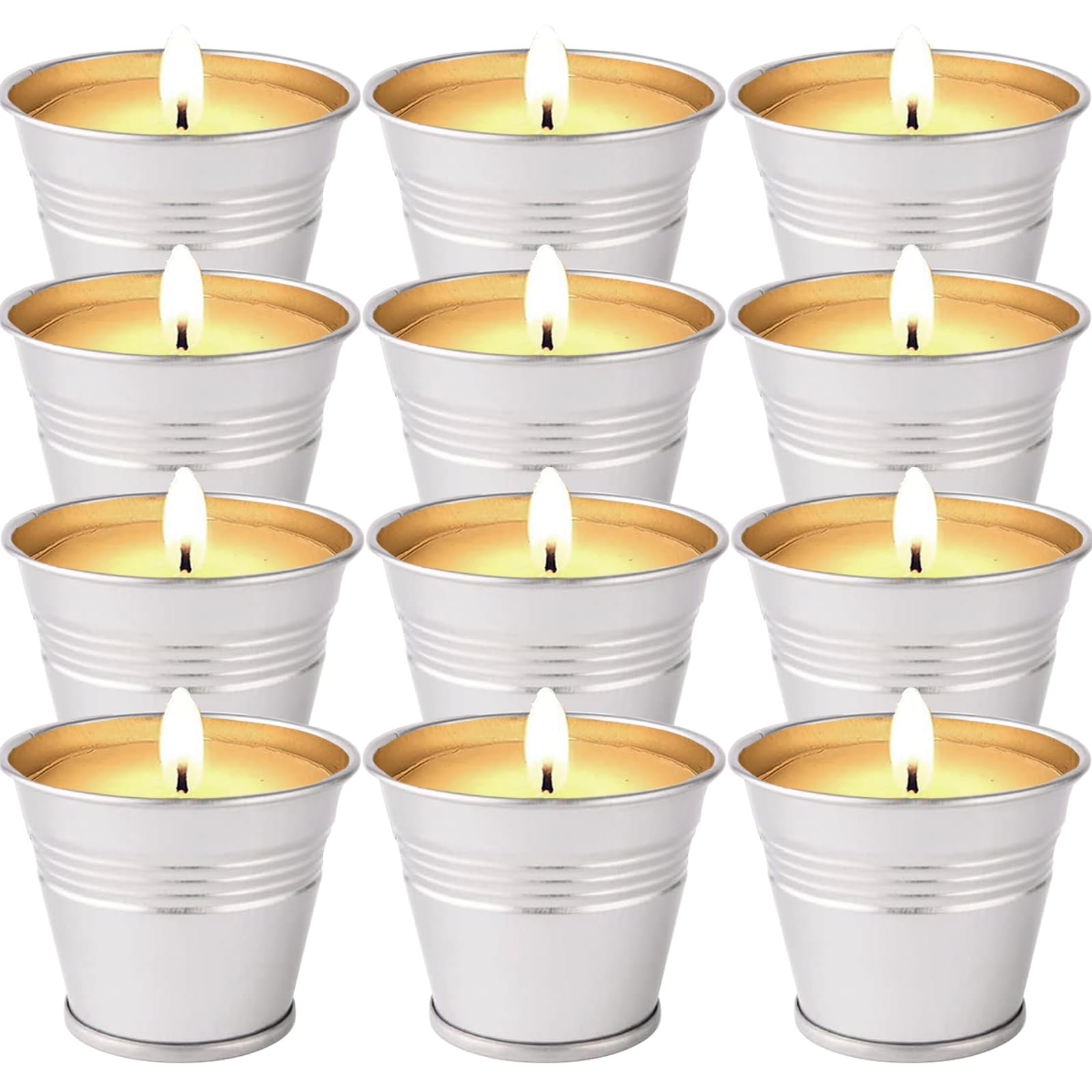 Collabell citronella outdoor candles 12-pack enhances patio ambiance with natural aroma.