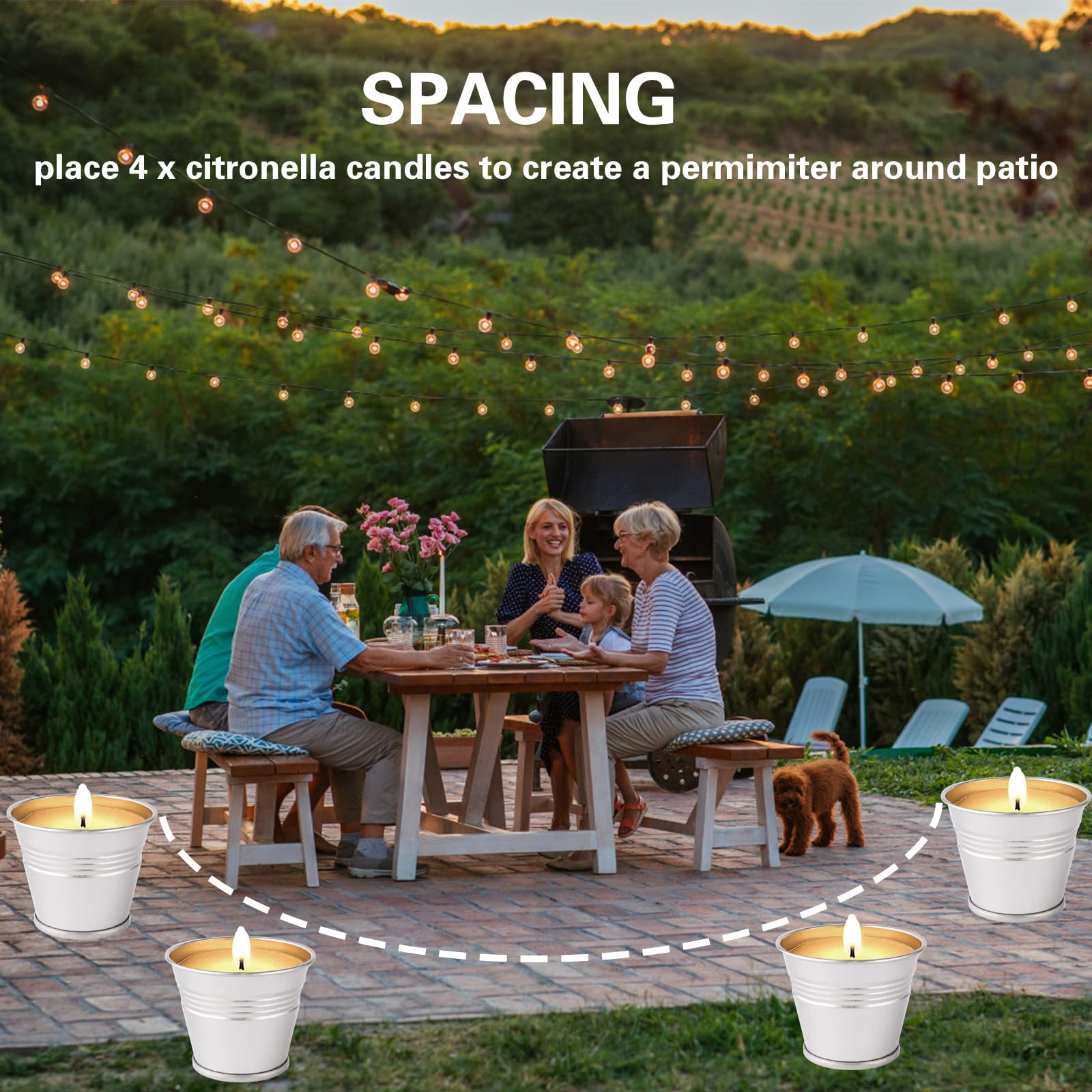 Collabell lead-free wick ensures steady burn across patio tables.