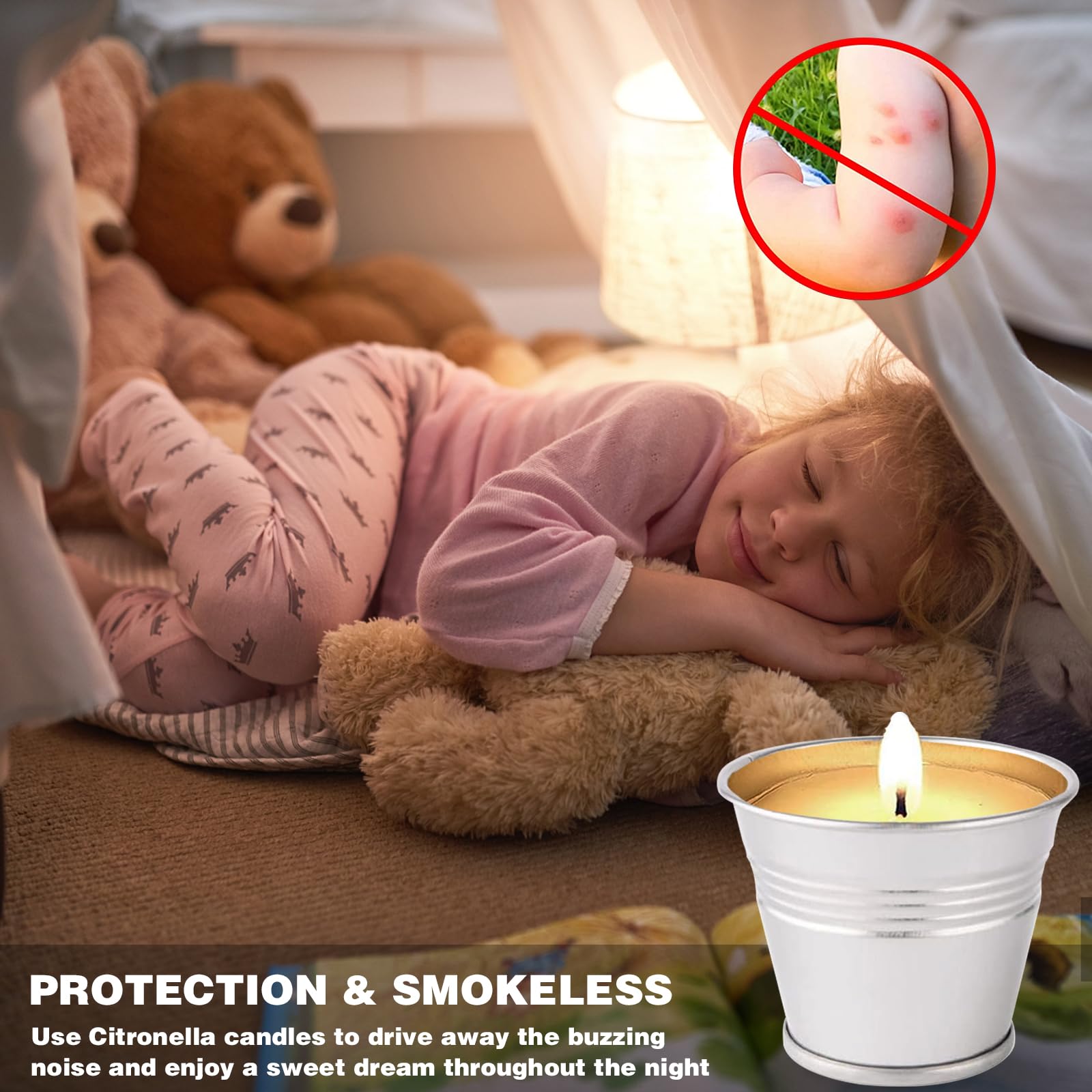 Collabell smokeless citronella candle safe for people and pets in outdoor spaces.
