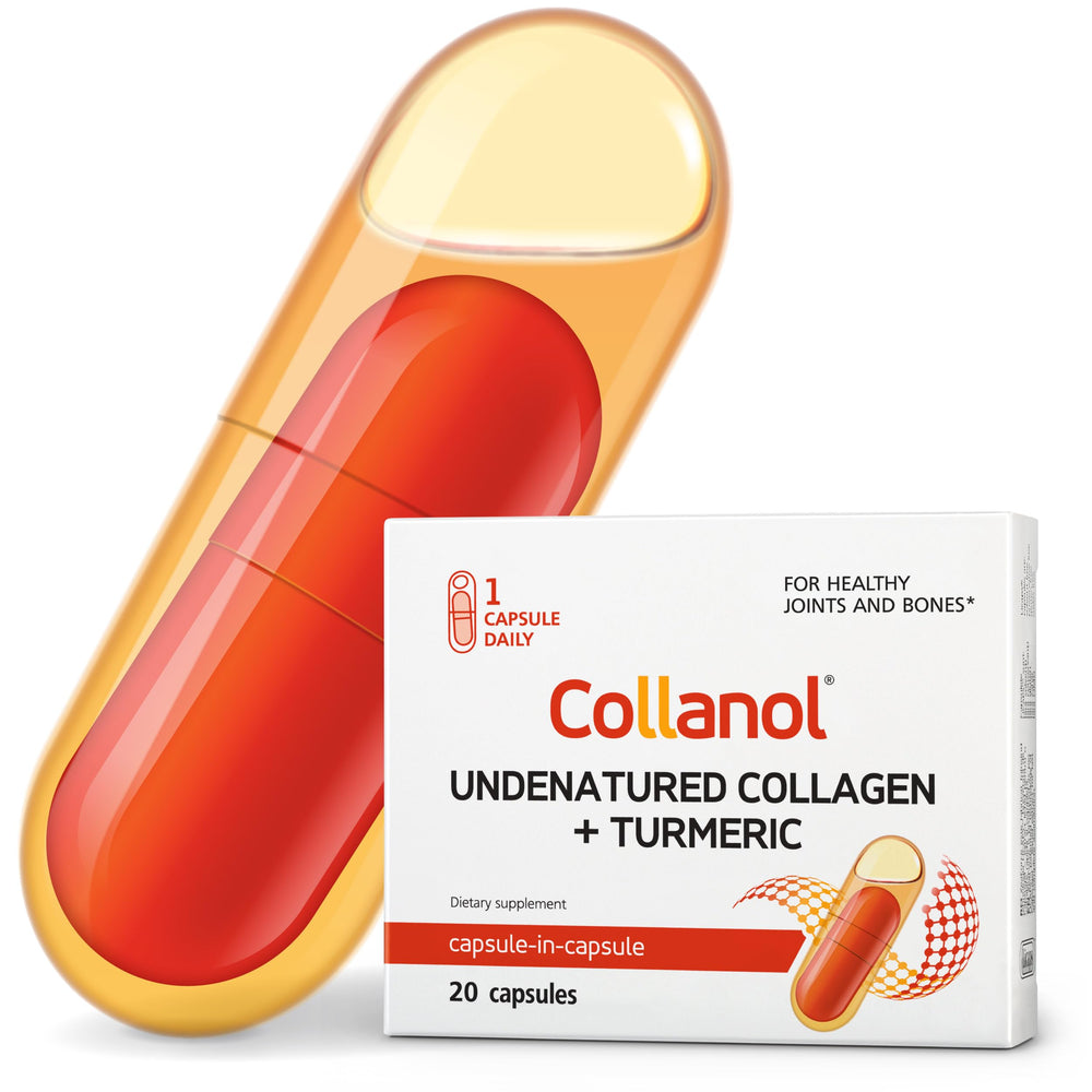 Collanol 3D collagen bottle promoting daily joint support.