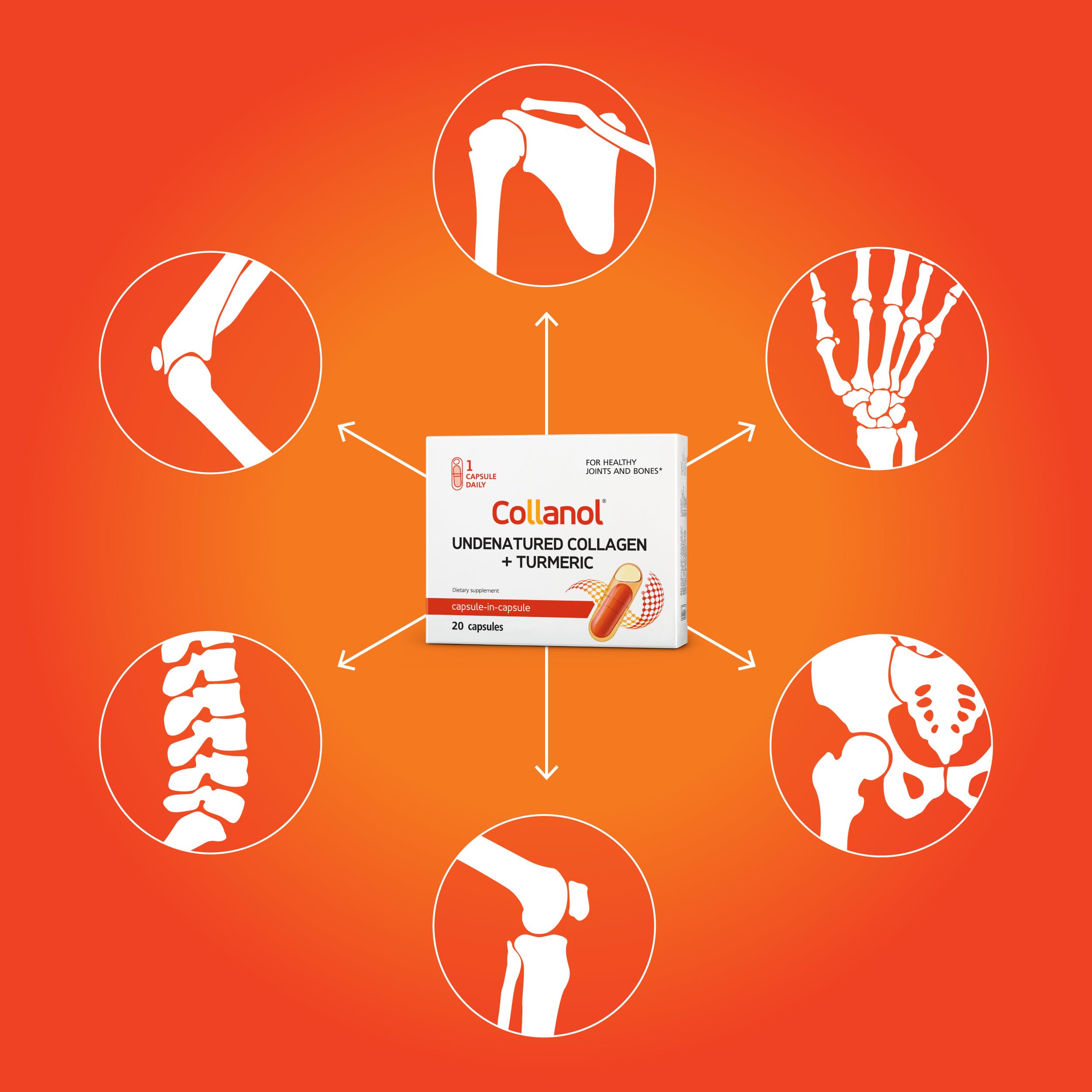 Collanol preservatives-free seal indicating clean ingredient formulation.
