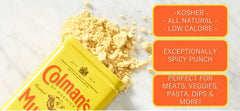 Colman's dry mustard powder scoop shot for quick seasoning in gravies and marinades