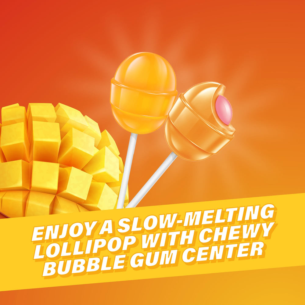 Dessert idea: mango lollipop adorns a sweet treat.