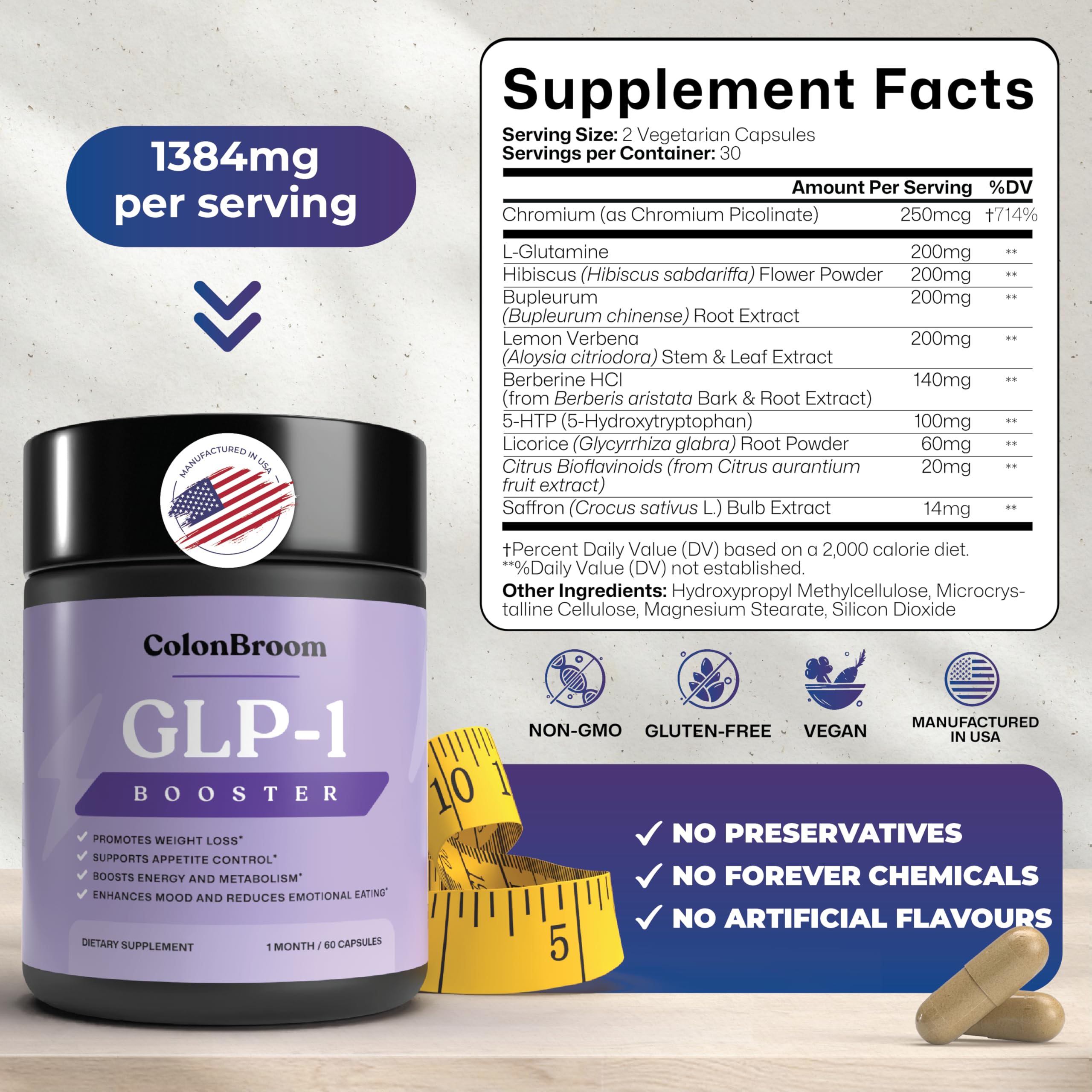 ColonBroom GLP-1 on-the-go pack highlighting convenient daily dosing