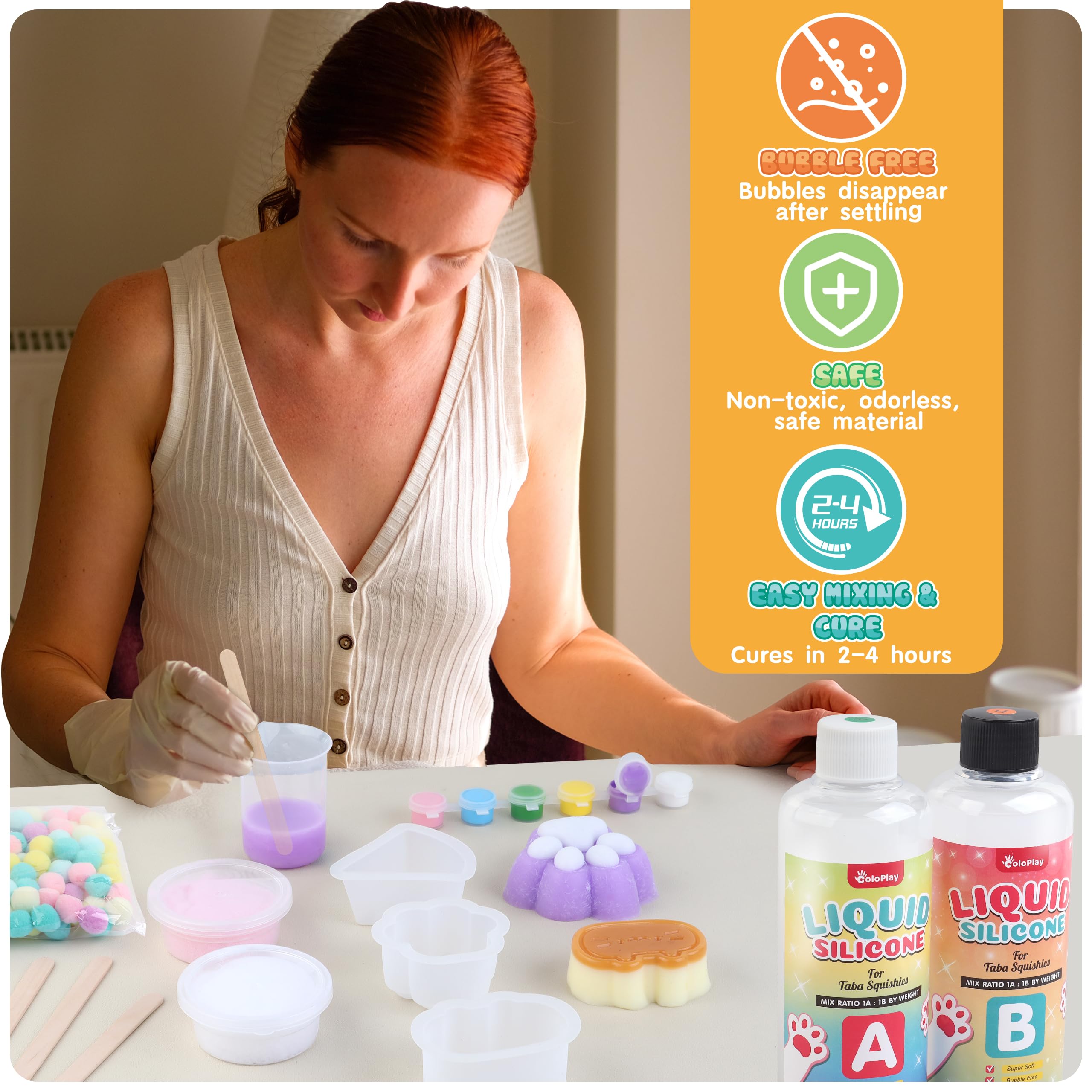 ColoPlay Taba Squishy Kit bubble-free pour: faster cure time for instant gratification