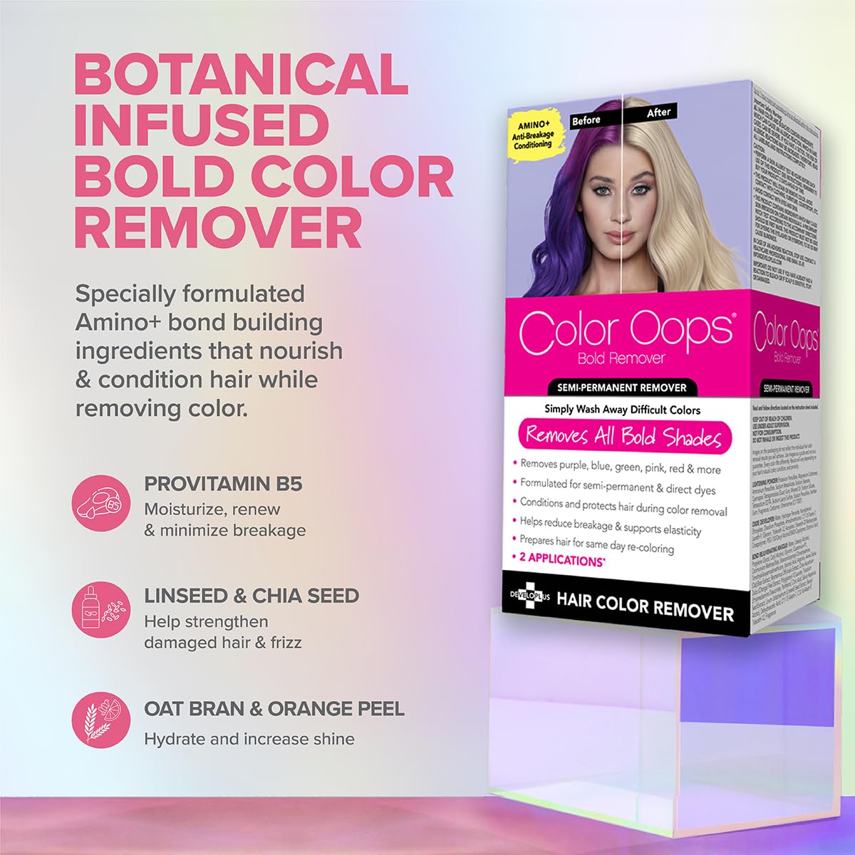 Color Oops Bold Remover bottle with foam suggests gentle cleansing during removal.