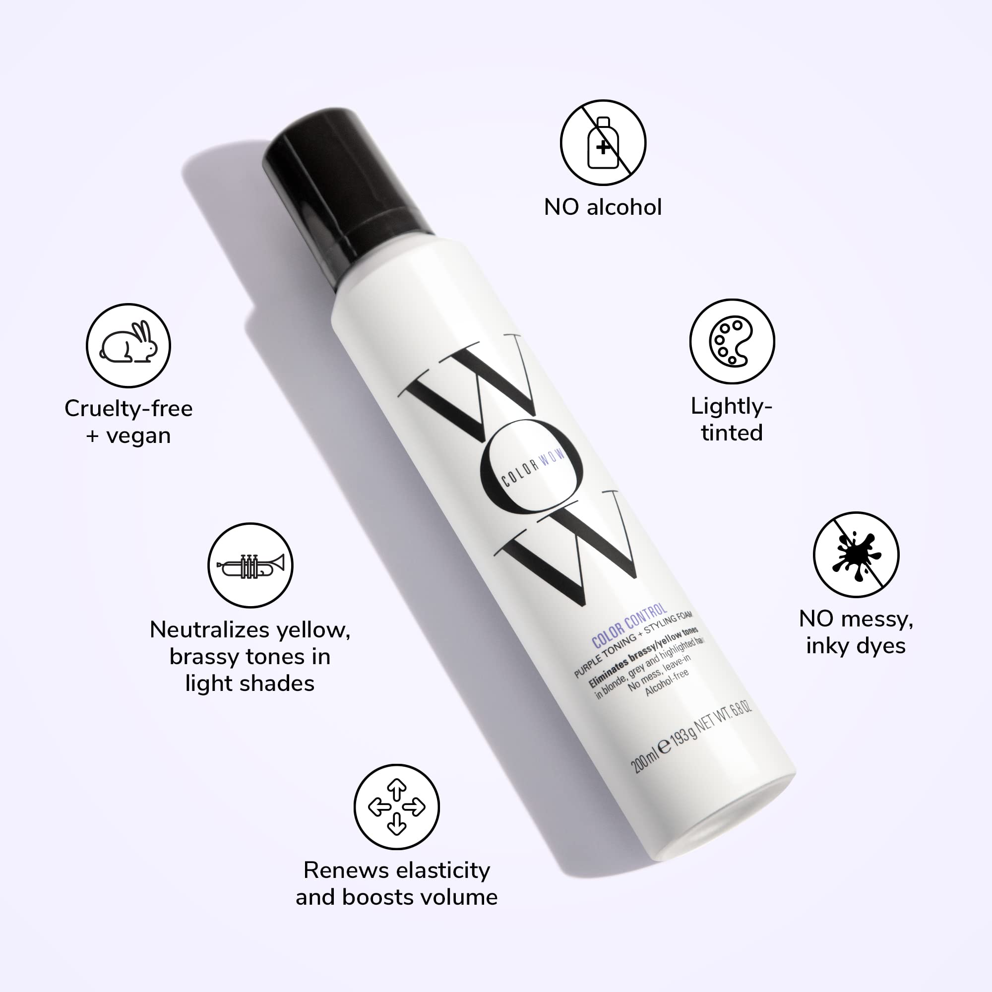COLOR WOW Color Control purple-toning foam texture demonstrates soft styling without crunch