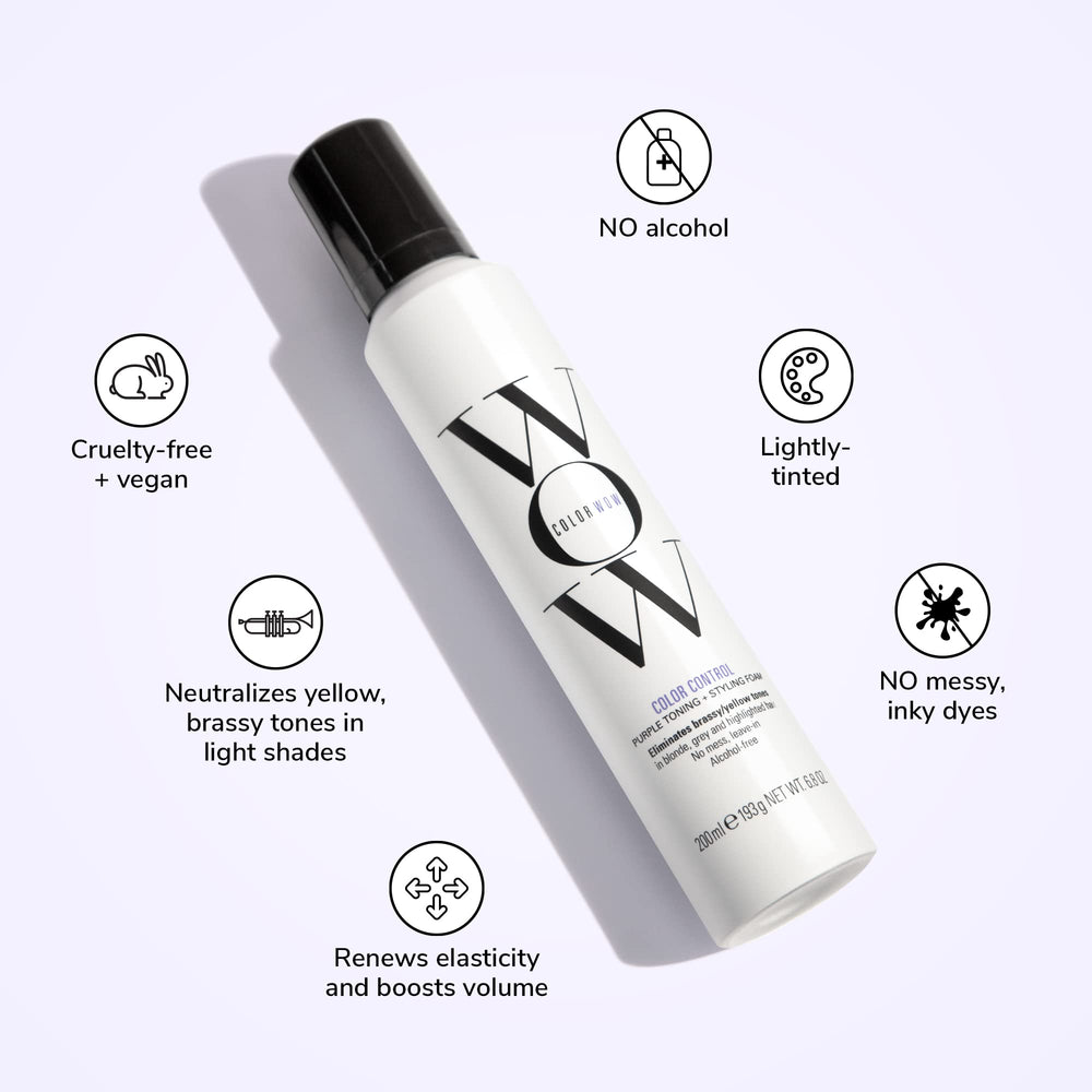 COLOR WOW Color Control purple-toning foam texture demonstrates soft styling without crunch